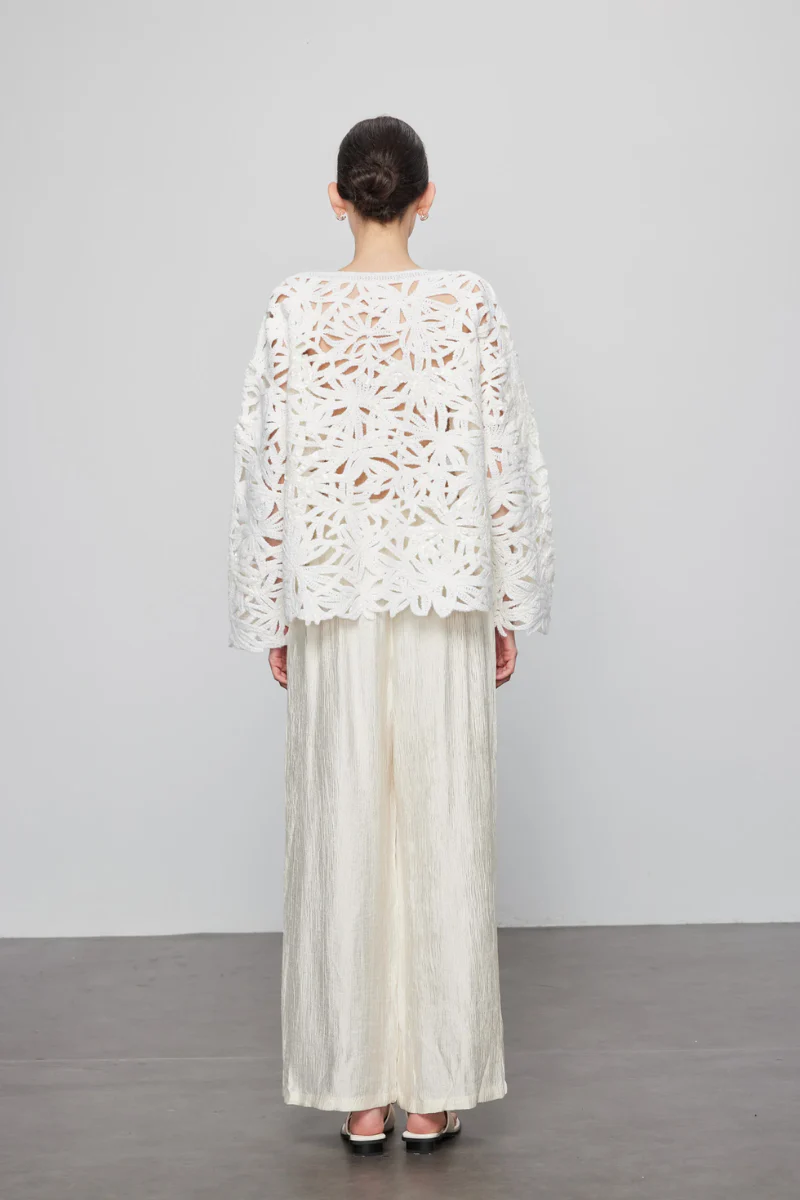 Max Simple Pleated Pants White - Image 3