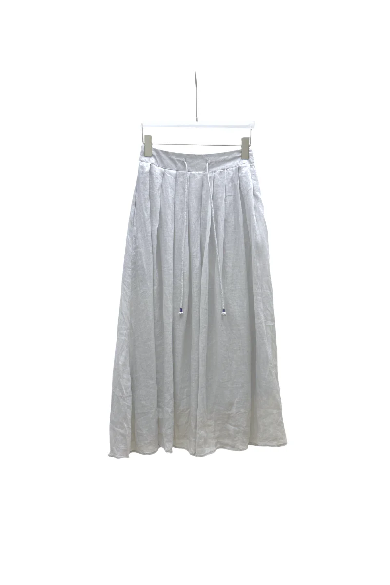 Max Simple Ramie Drawstring Skirt Grey