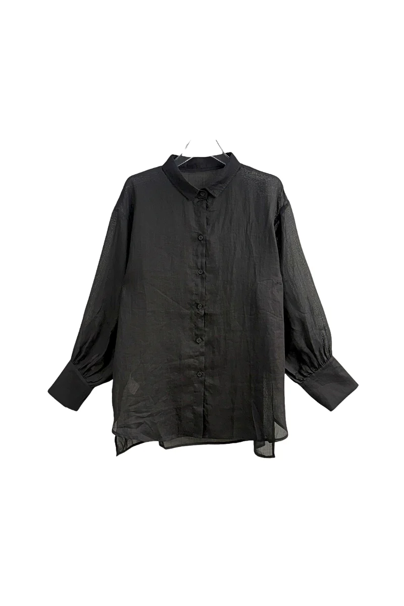 Max Simple Ramie Relaxed Shirt Black