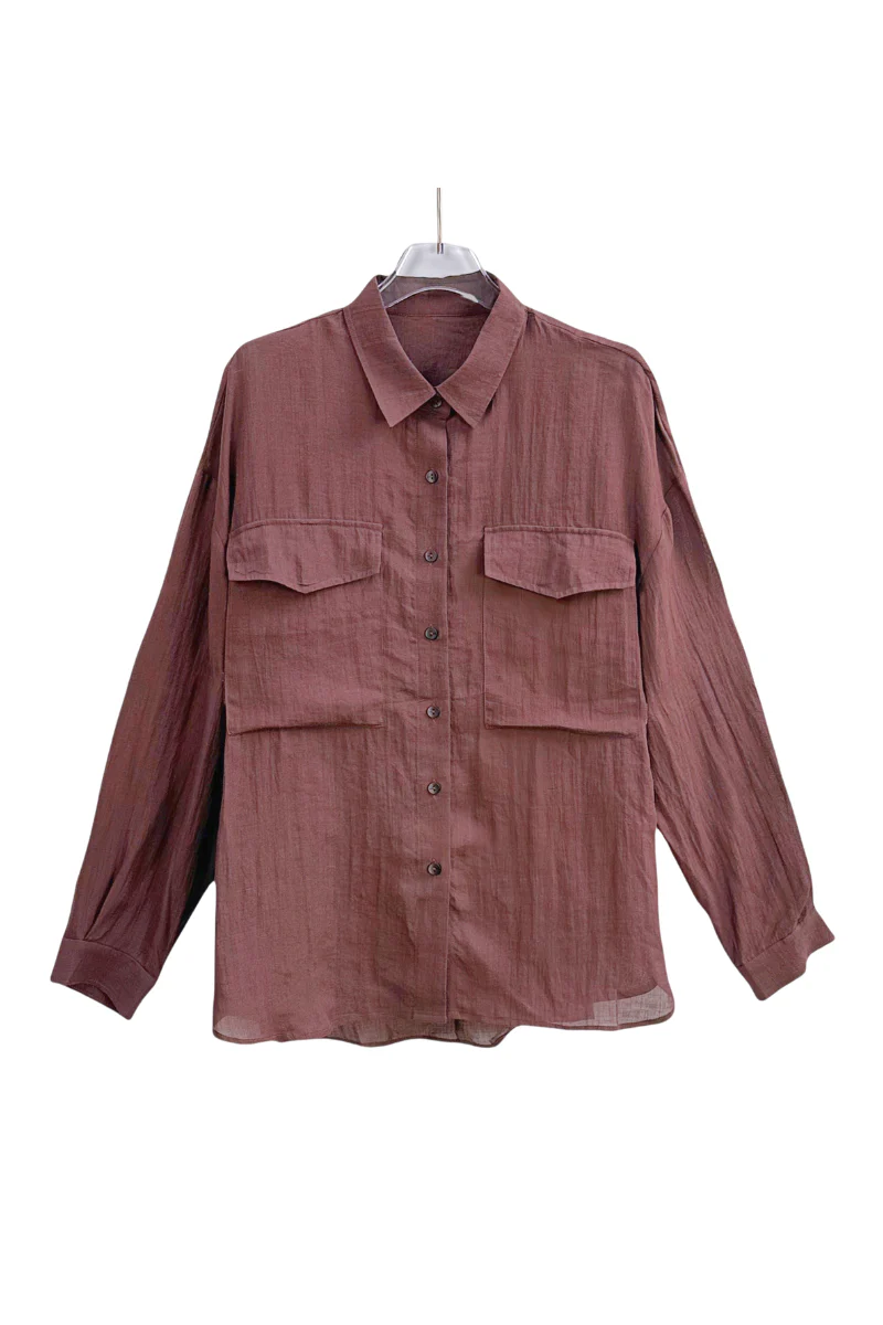 Max Simple Ramie Relaxed Shirt Taupe Brown