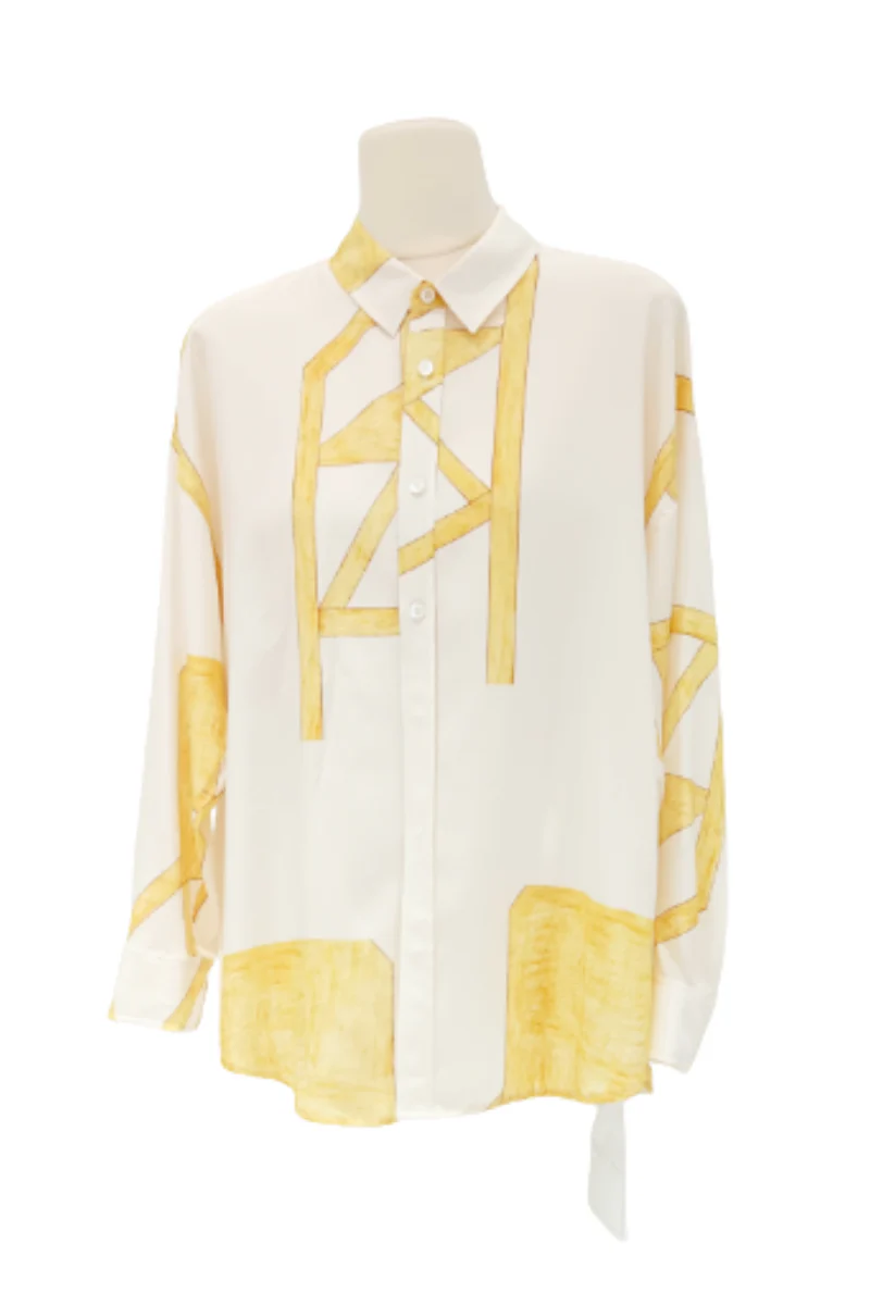 Max Simple Relaxed Silk Shirt Geometric