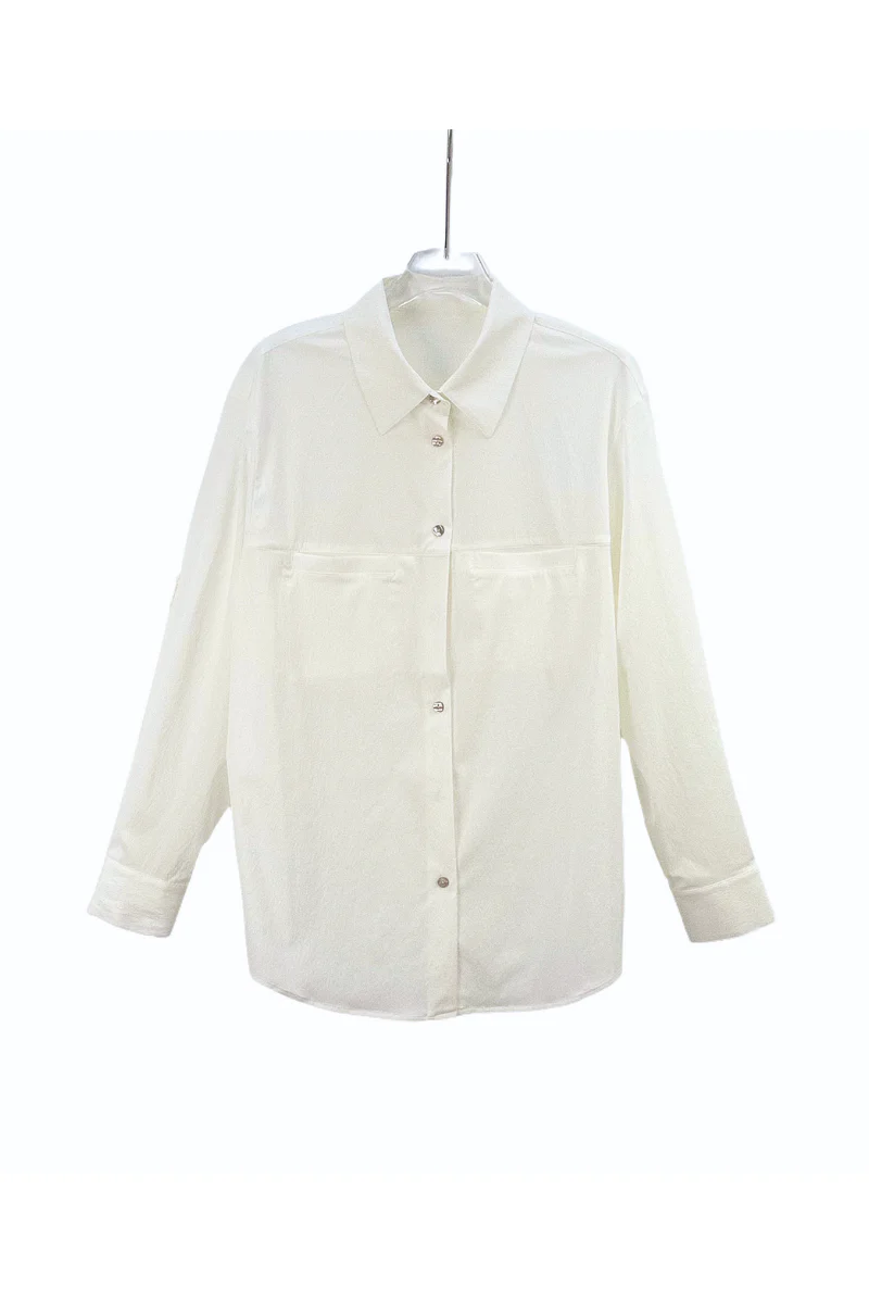 Max Simple Relaxed Silk Shirt White