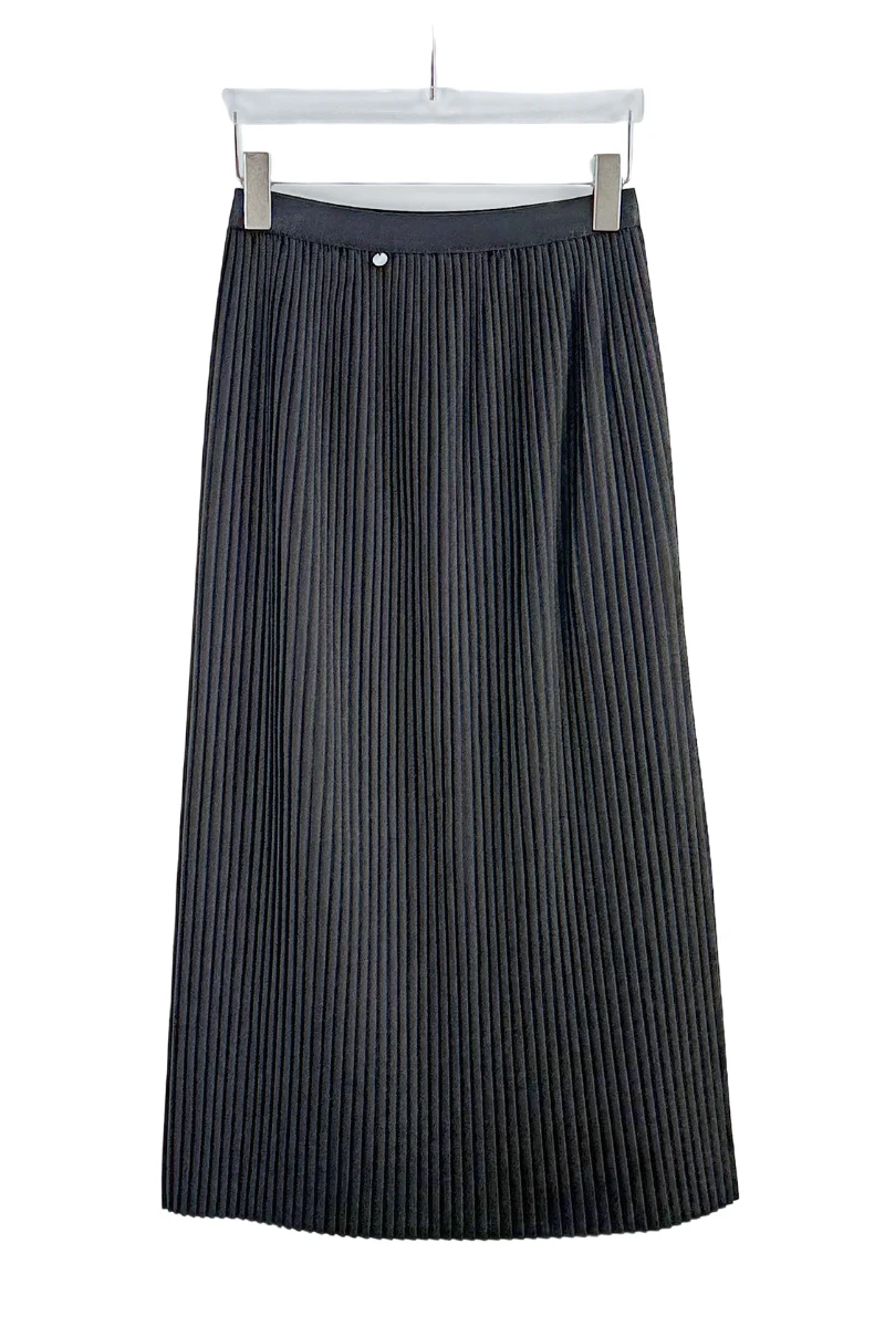 Max Simple Ribbed Stretch Skirt Dark Grey