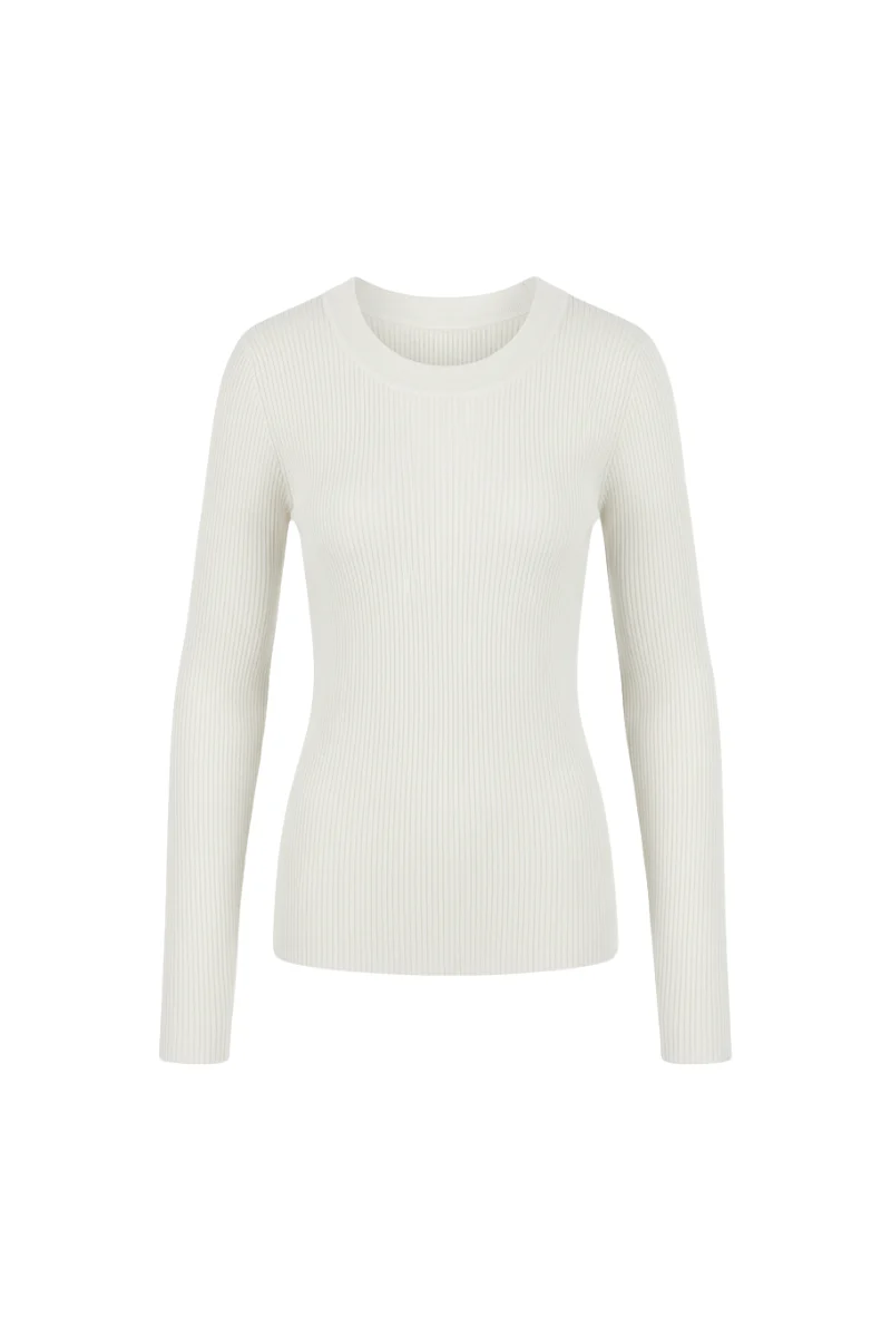 Max Simple Round Neck Wool Top - White