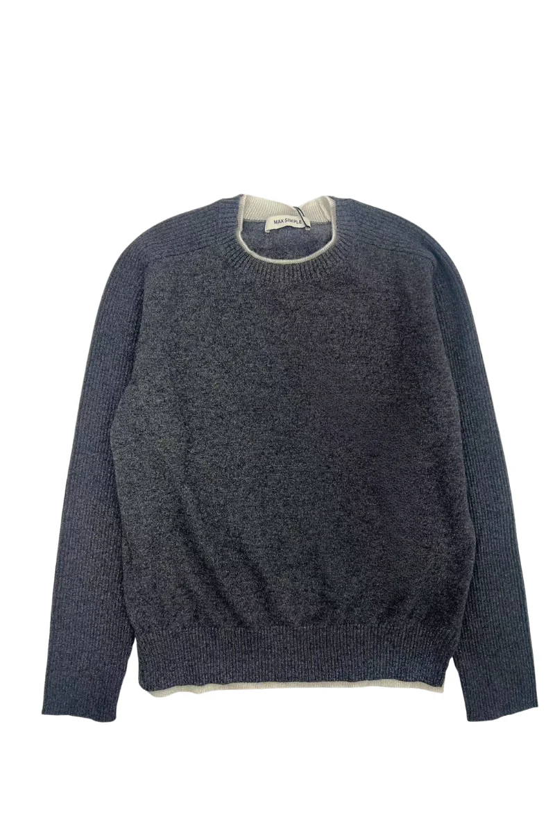 Max Simple Saddle Shoulder Cashmere Sweater_Charcoal Grey