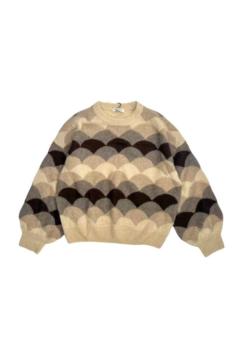 Max Simple Scallop-Knit Cashmere Sweater_Beige