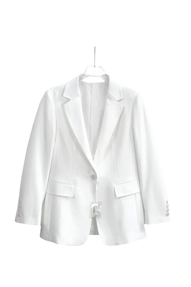 Max Simple Shimmery Collarless Blazer White
