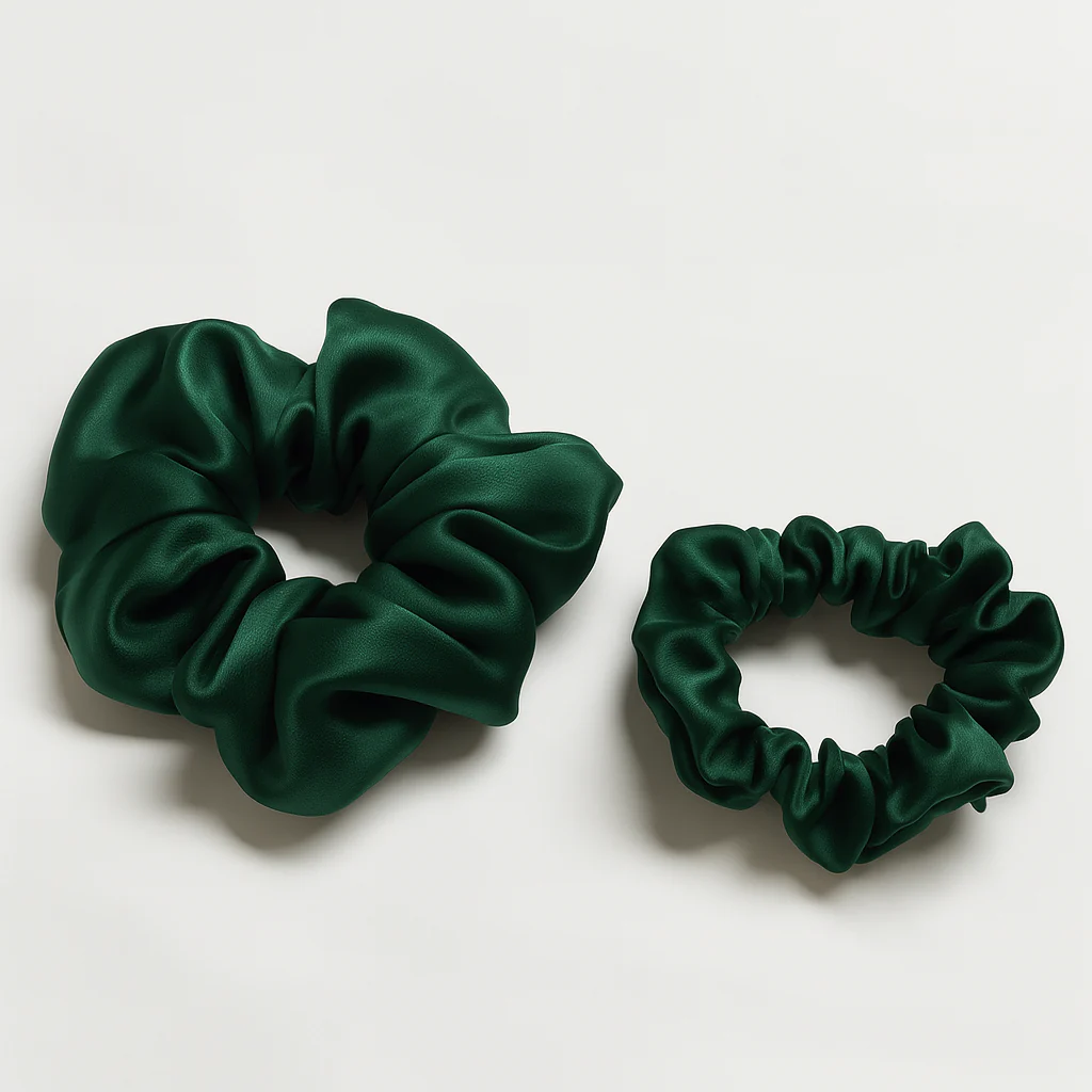 Max Simple Silk Classic Scrunchie- Forest Green