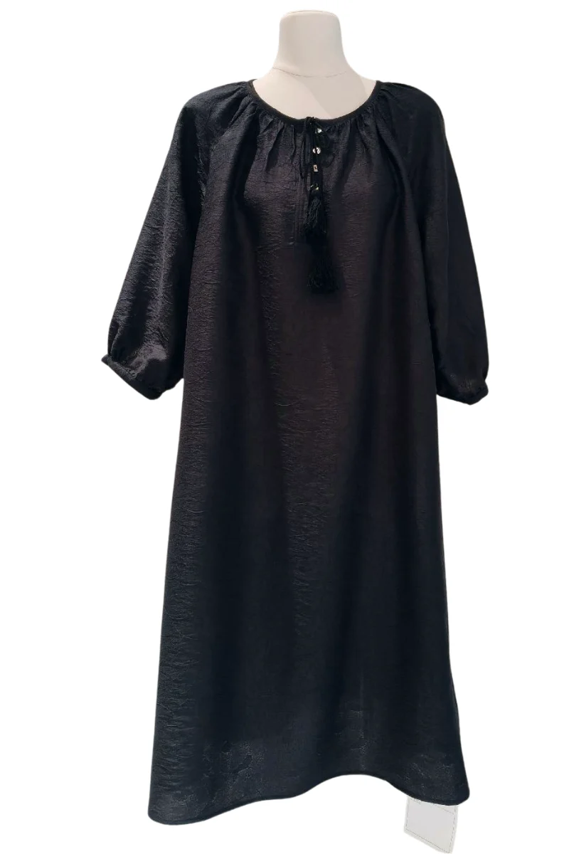 Max Simple Silk Jacquard Dress Black