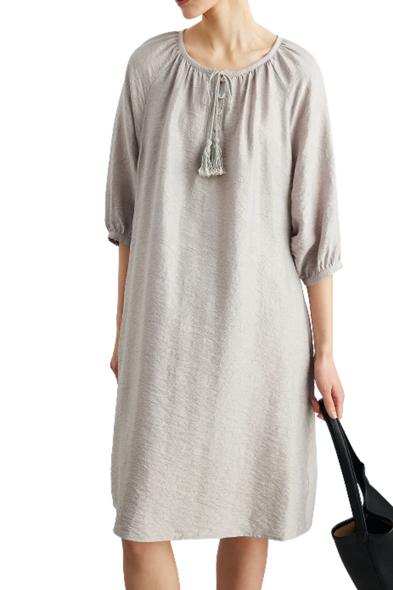 Max Simple Silk Jacquard Dress Silver