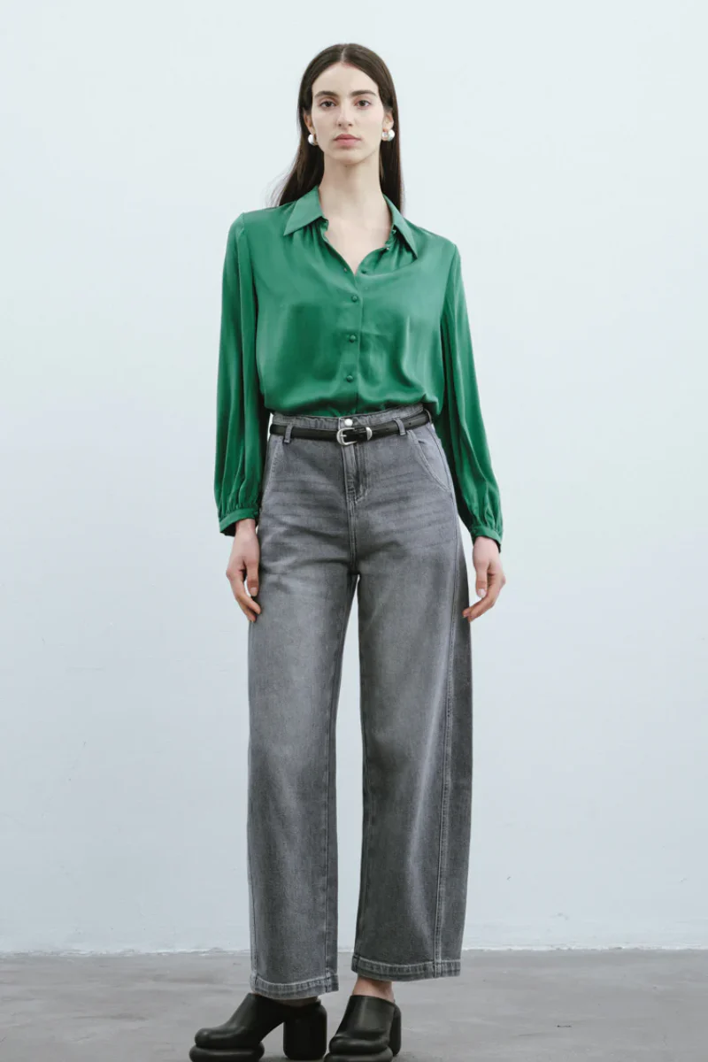 Max Simple Silk Shirt Emerald