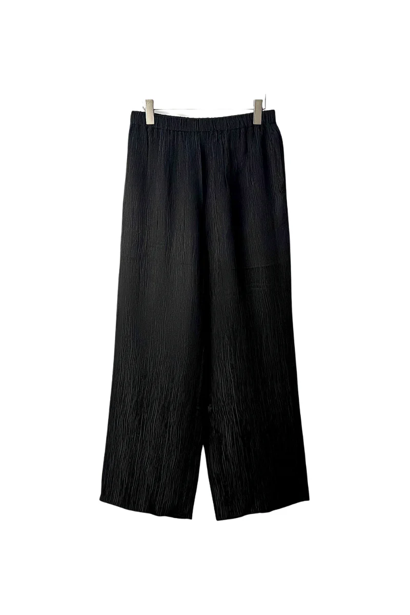 Max Simple Silk Texture Drawstring Pants Black