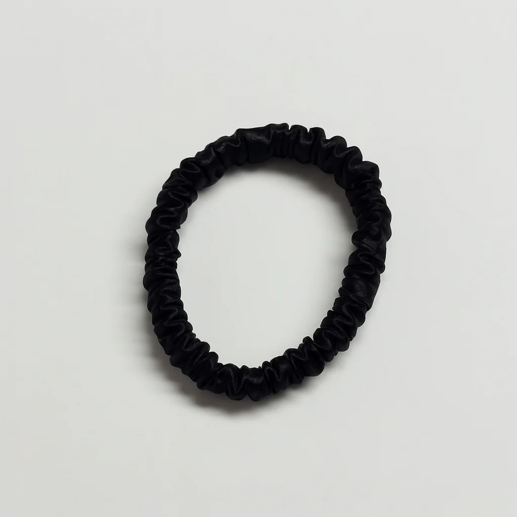 Max Simple Silk Thin Scrunchie – Black
