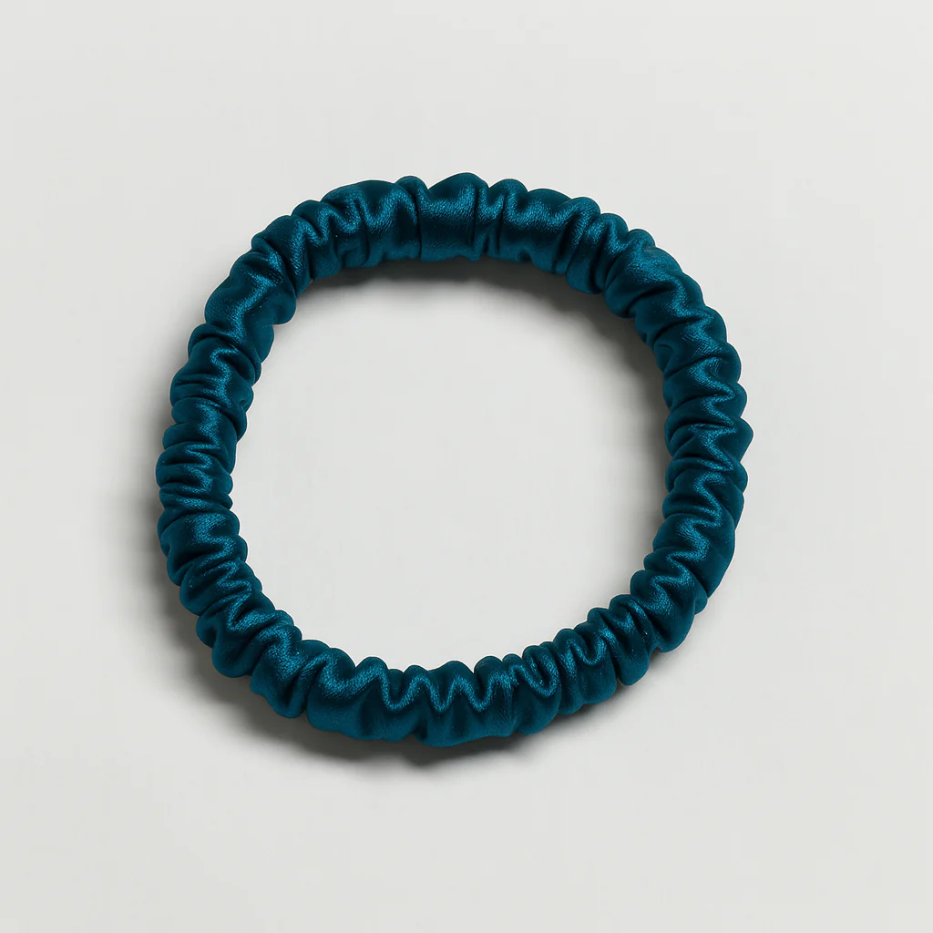 Max Simple Silk Thin Scrunchie – Crystal Teal