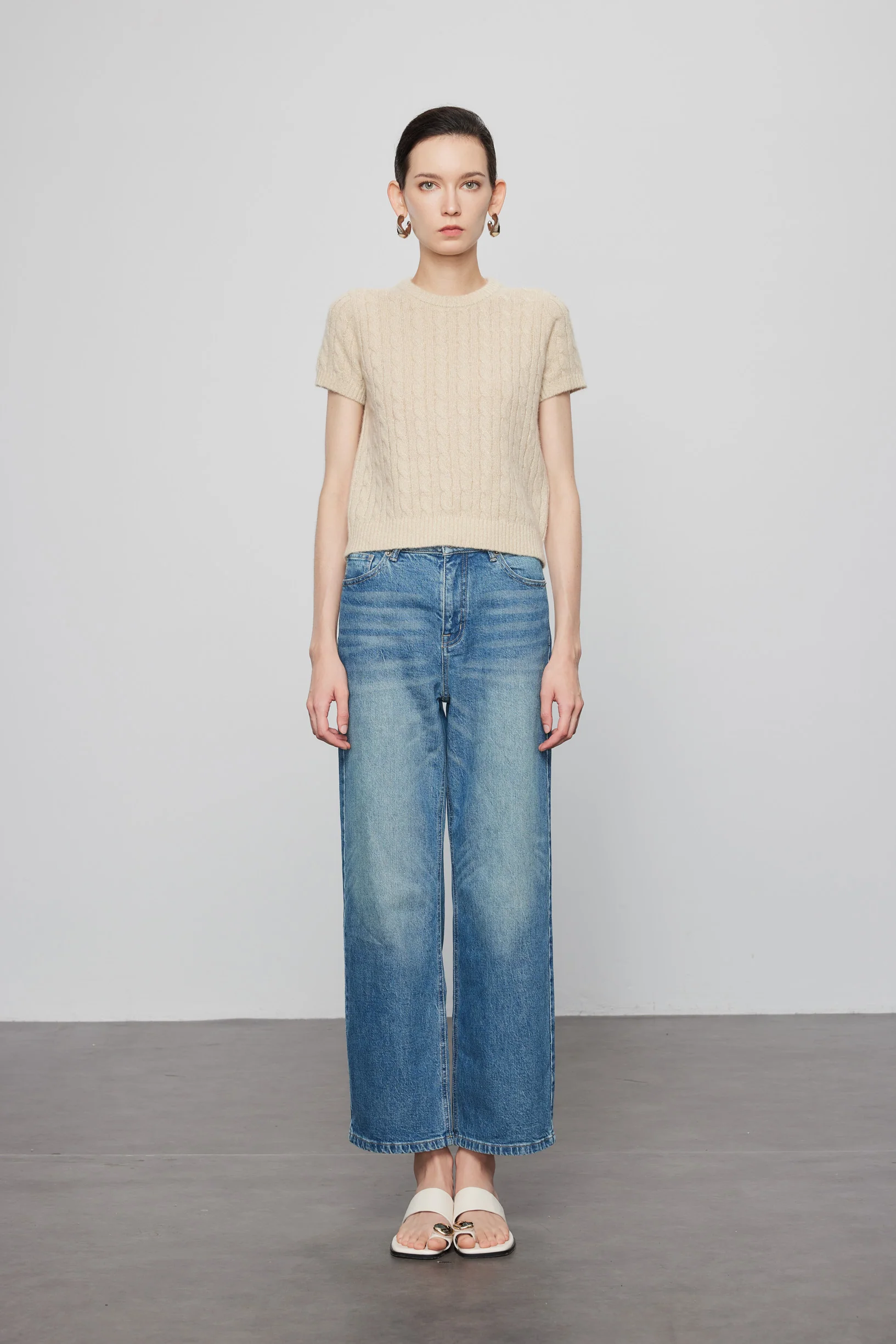 Max Simple Slim Straight Jeans Washed Blue
