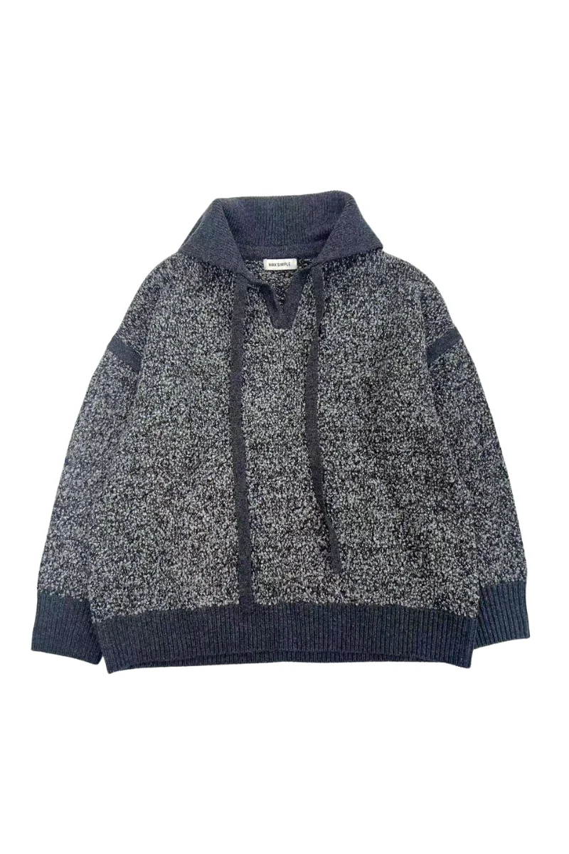 Max Simple Slouchy Notch-Neck Sweater_Dark Grey