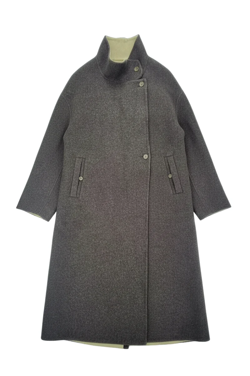 Max Simple Stand-up Collar Wool Coat_Mocca