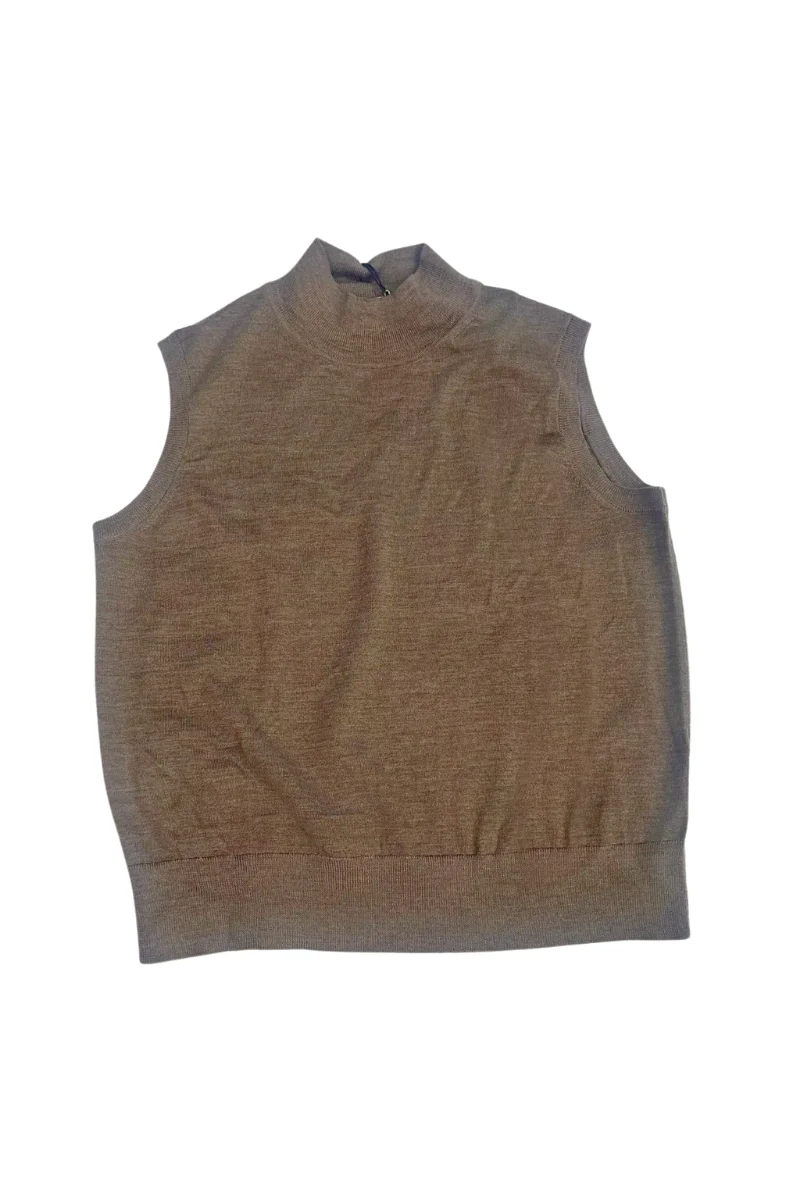 Max Simple Stretch Print Asymmetric Top_Brown