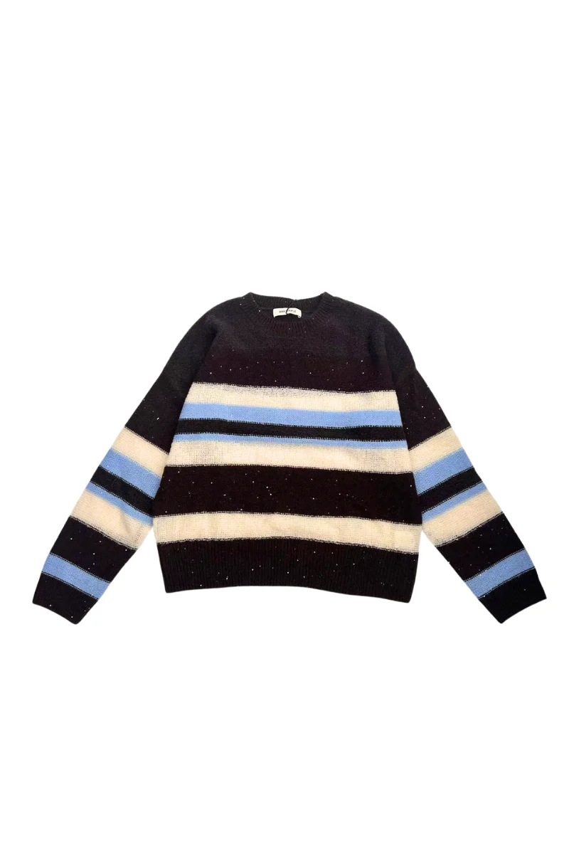Max Simple Striped Wool Pullover - Brown