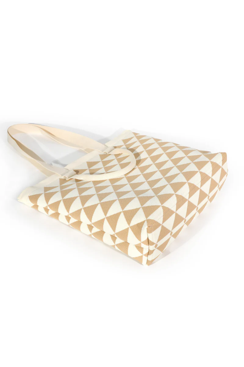 Max Simple Tote Bag-Beige/White - Image 2