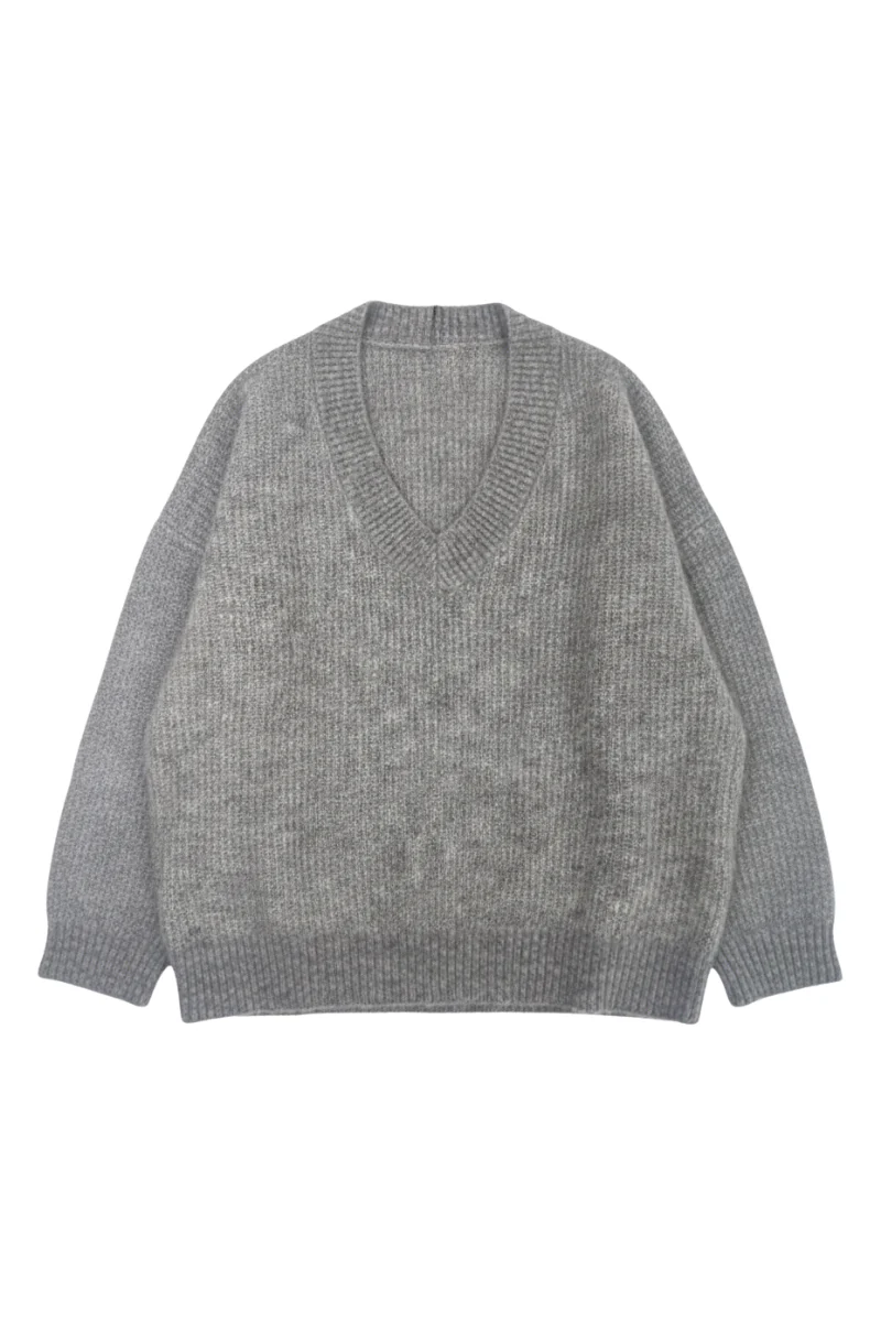 Max Simple V Neck Pullover - Light Grey