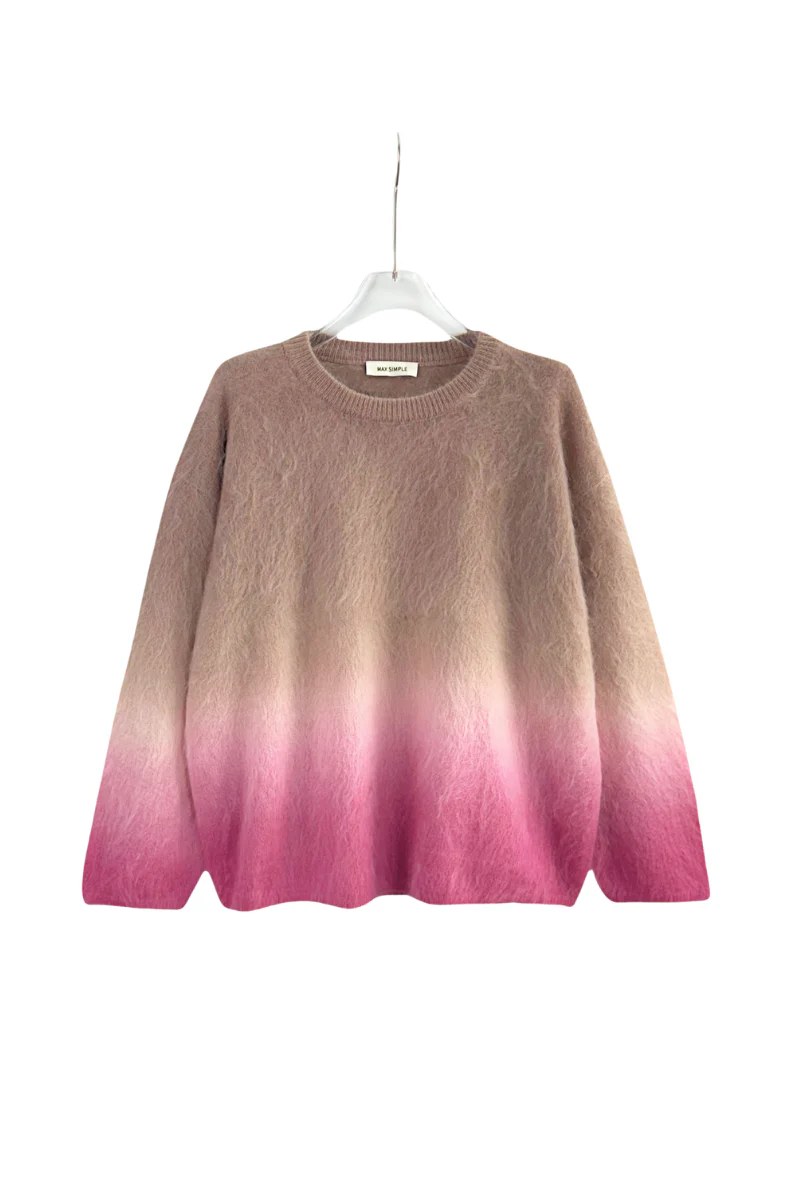 Max Simple Washed Wool Gradient Sweater Pink