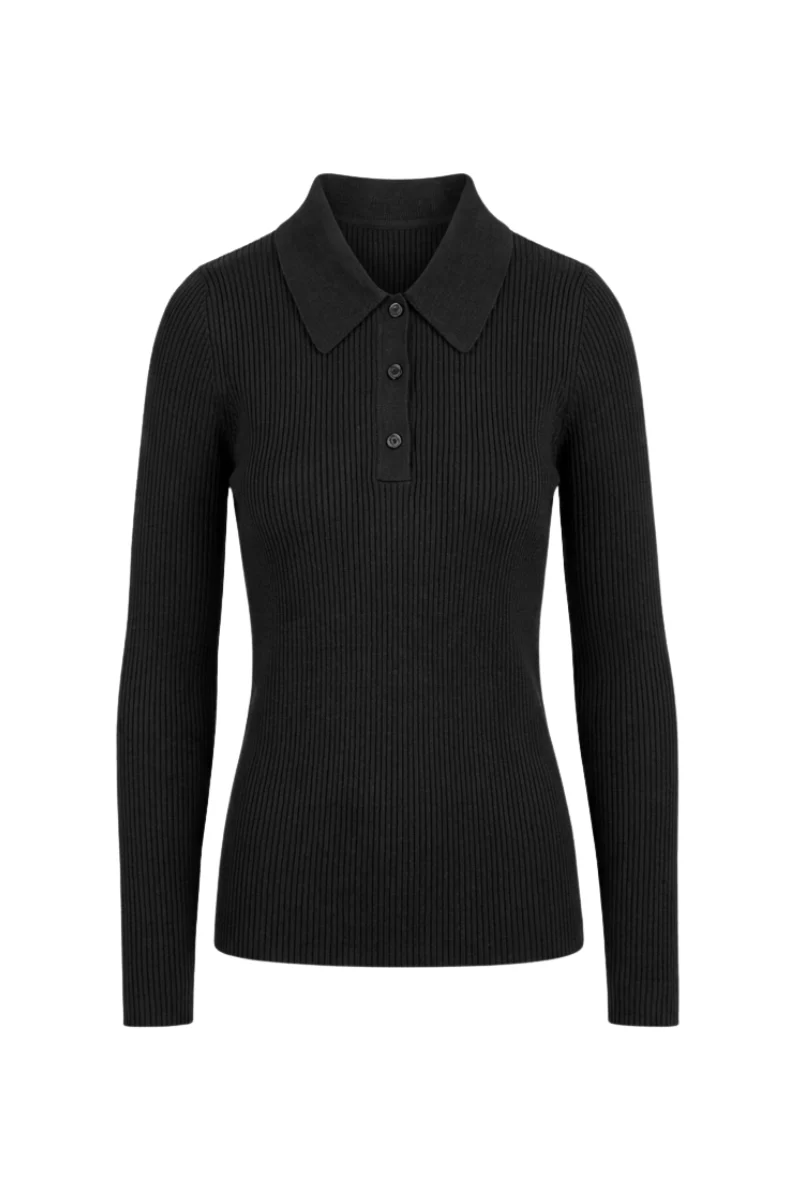 Max Simple Wool Knit Polo - Black