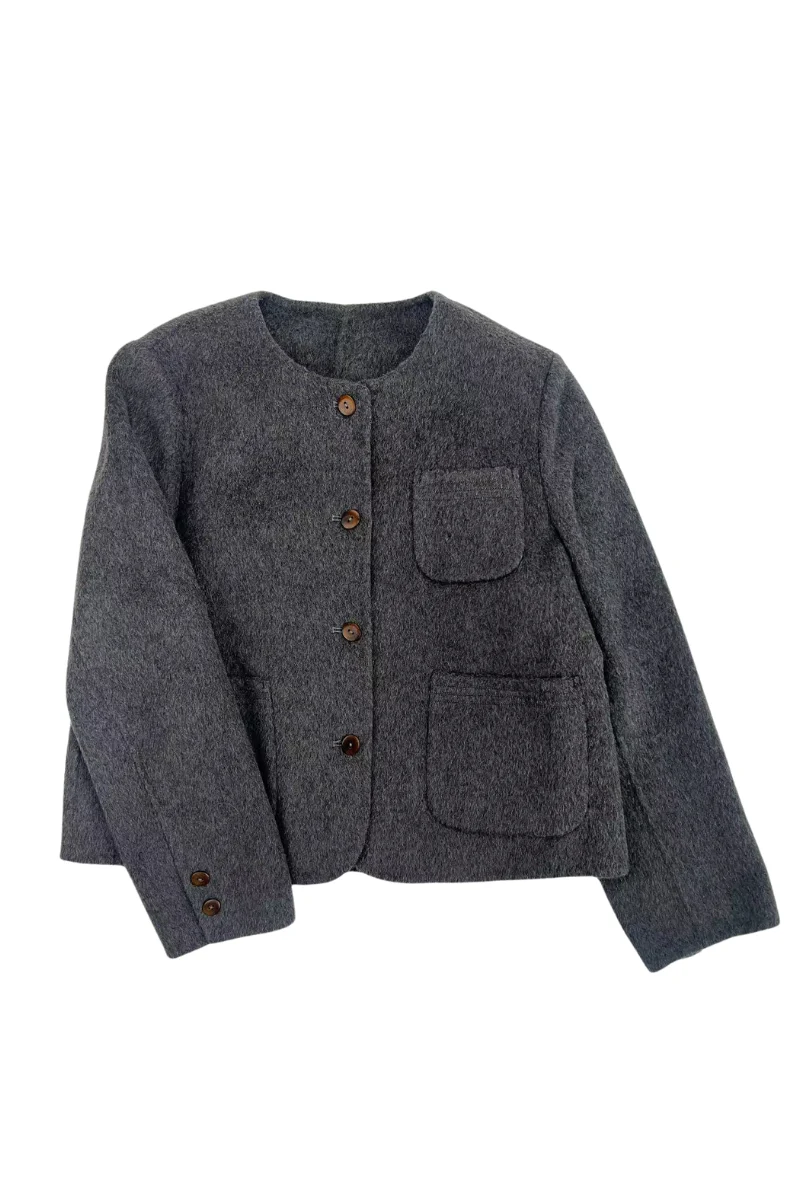Max Simple 3 Pocket Wool Short Jacket_Black/White
