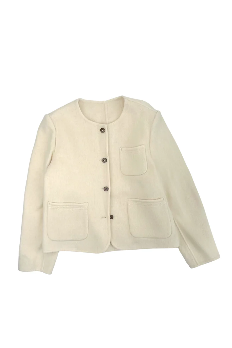 Max Simple 3 Pocket Wool Short Jacket_Black/White - Image 2