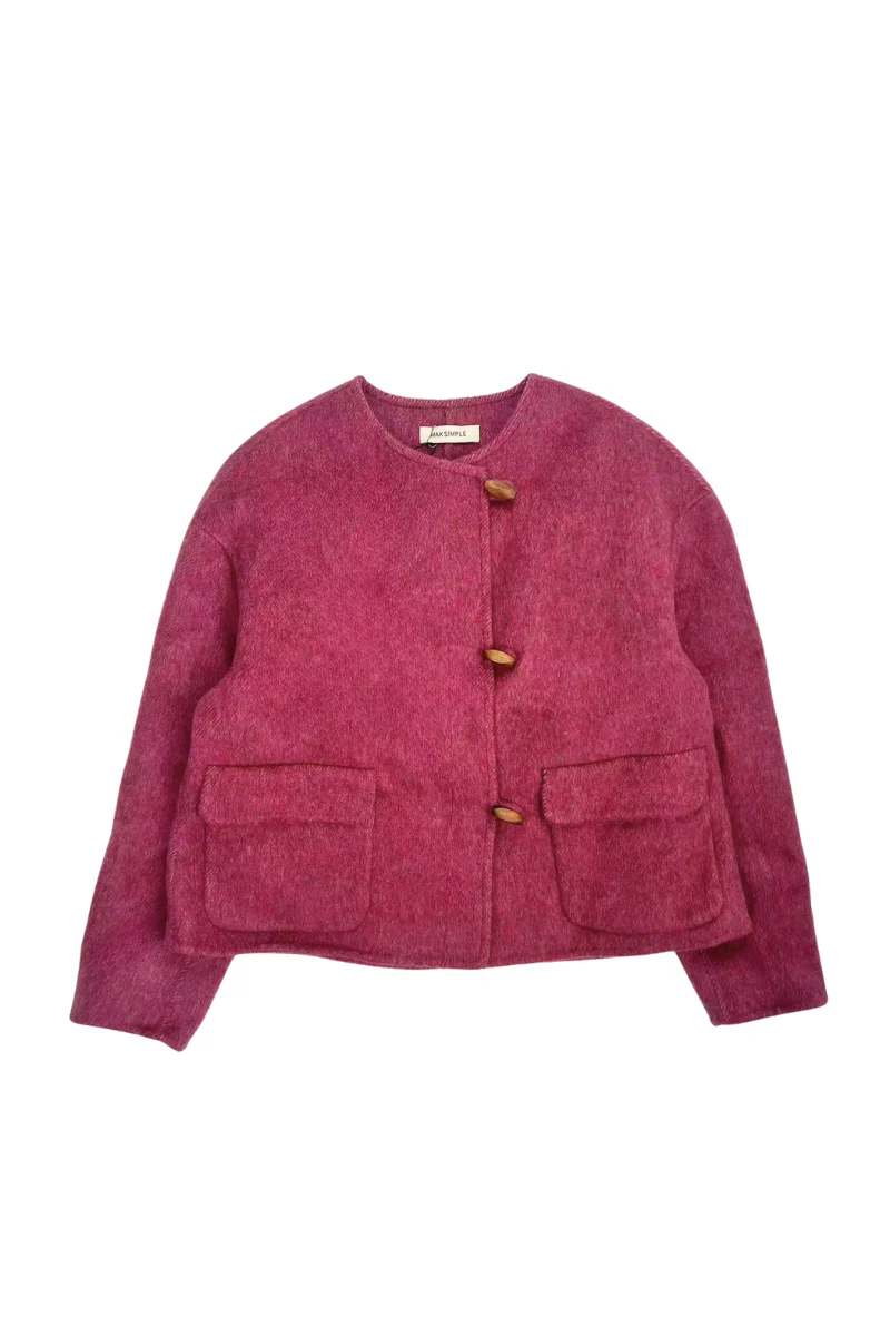 Max Simple Wool Short Jacket_Maroon