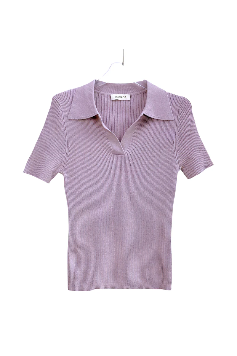 Max Simple Wool Short-Sleeve Polo Shirt Misty Lilac