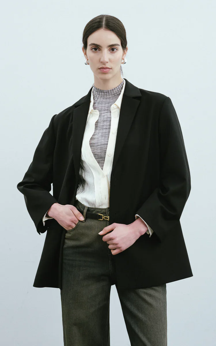 Max Simple Wool Tailored Blazer Black