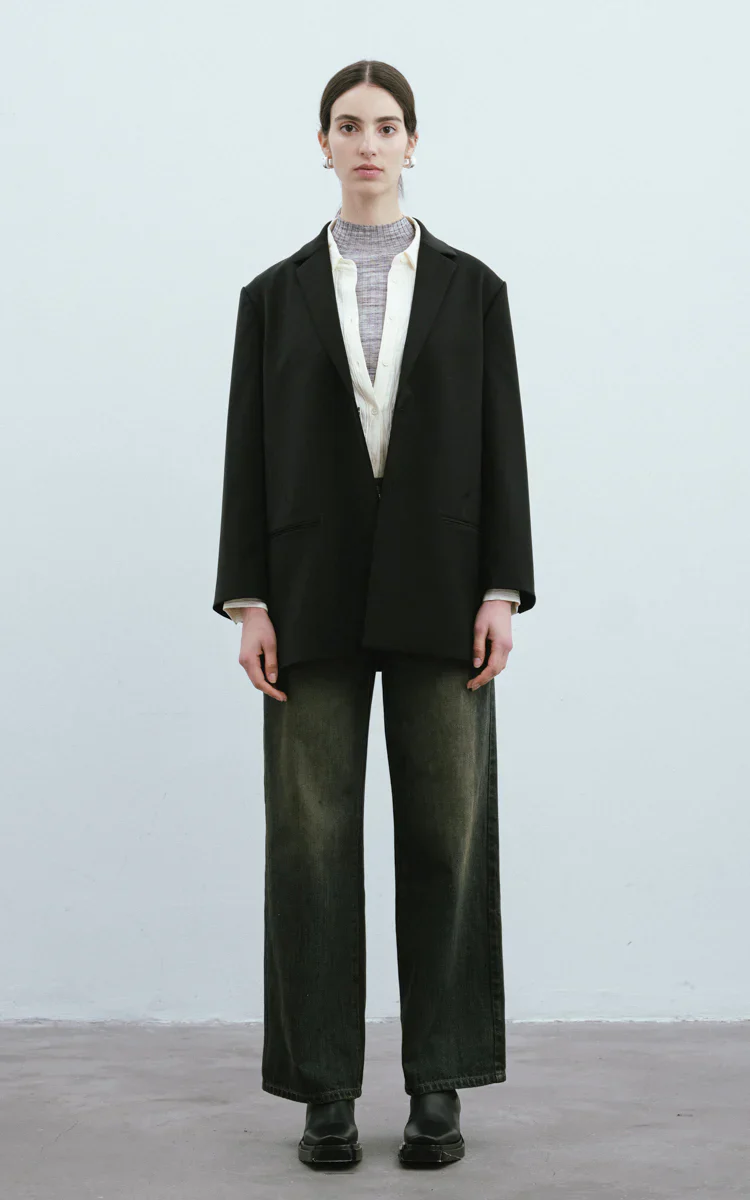 Max Simple Wool Tailored Blazer Black - Image 2