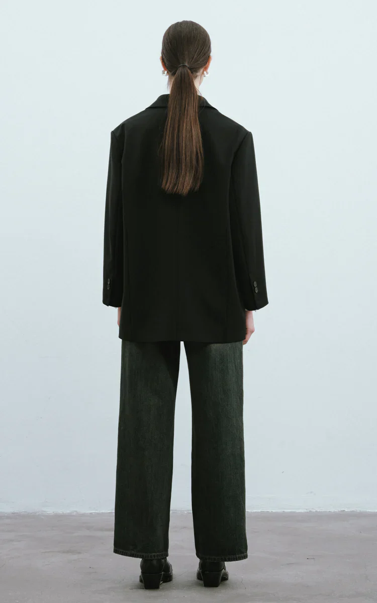 Max Simple Wool Tailored Blazer Black - Image 3