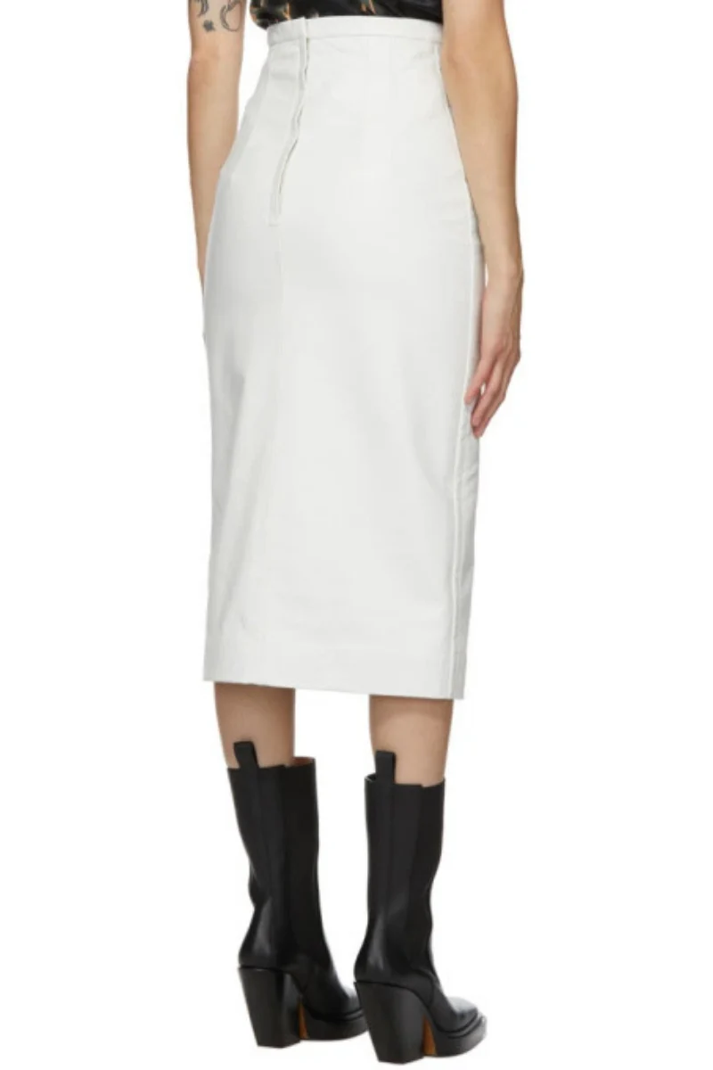 Meryll Rogge White Leather Vintage Slit Skirt - Image 3