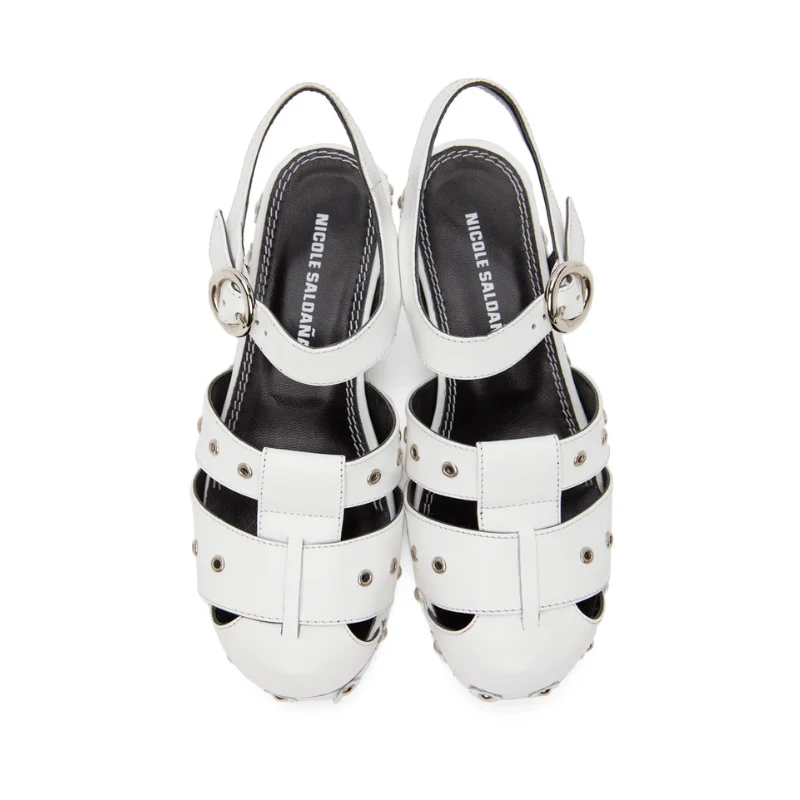 Womens | Nicole SaldaƱa Cici Flower Heel Sandal White - Image 4