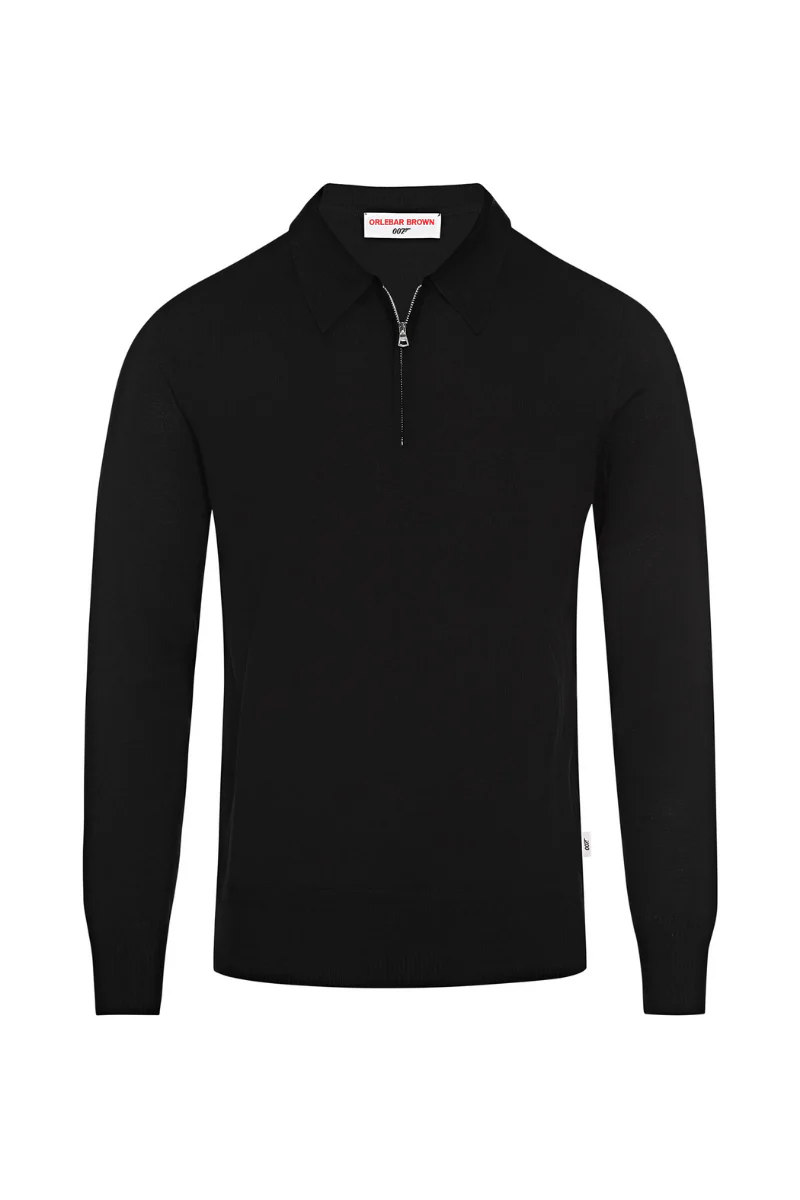 Orlebar Brown MOONRAKER KNITTED HALF ZIP-272085-BLACK