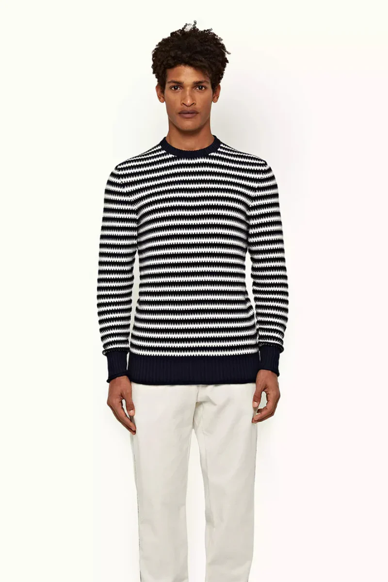 Orlebar Brown NED CLASSIC STRIPE-276054-NAVY/WHITE SAND - Image 2