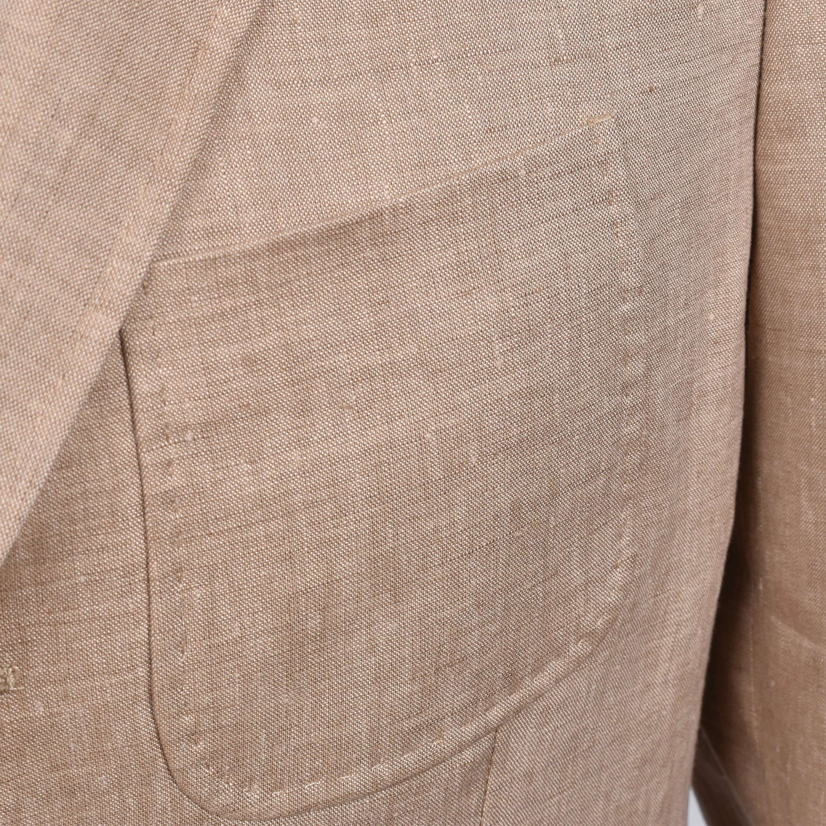 PESERICO MEN'S BEIGE LINEN THREE-BUTTON BLAZER - Image 3