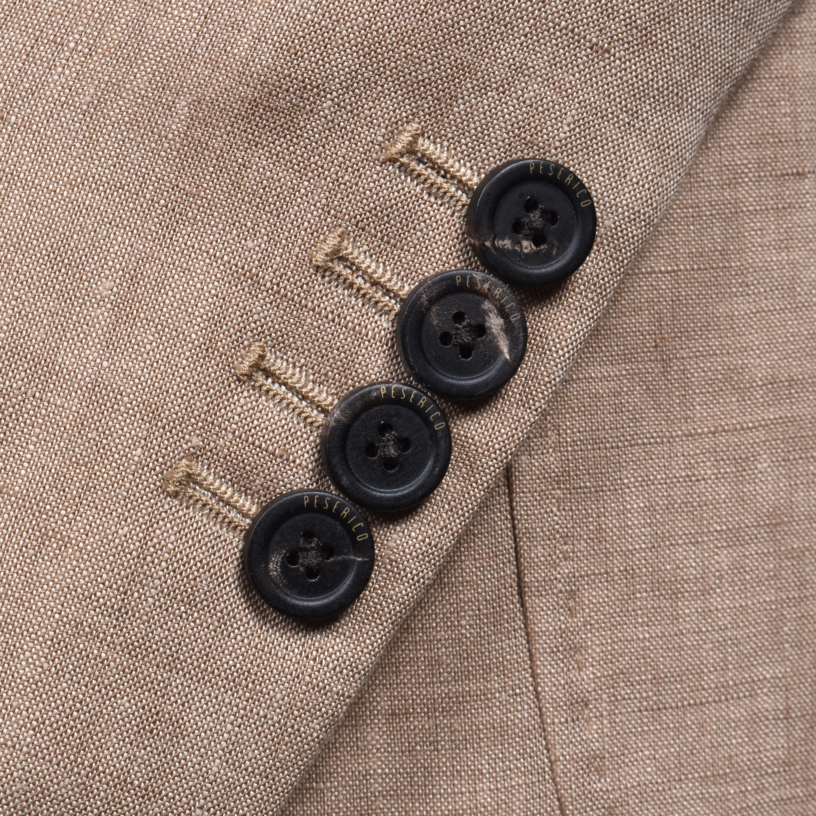 PESERICO MEN'S BEIGE LINEN THREE-BUTTON BLAZER - Image 4