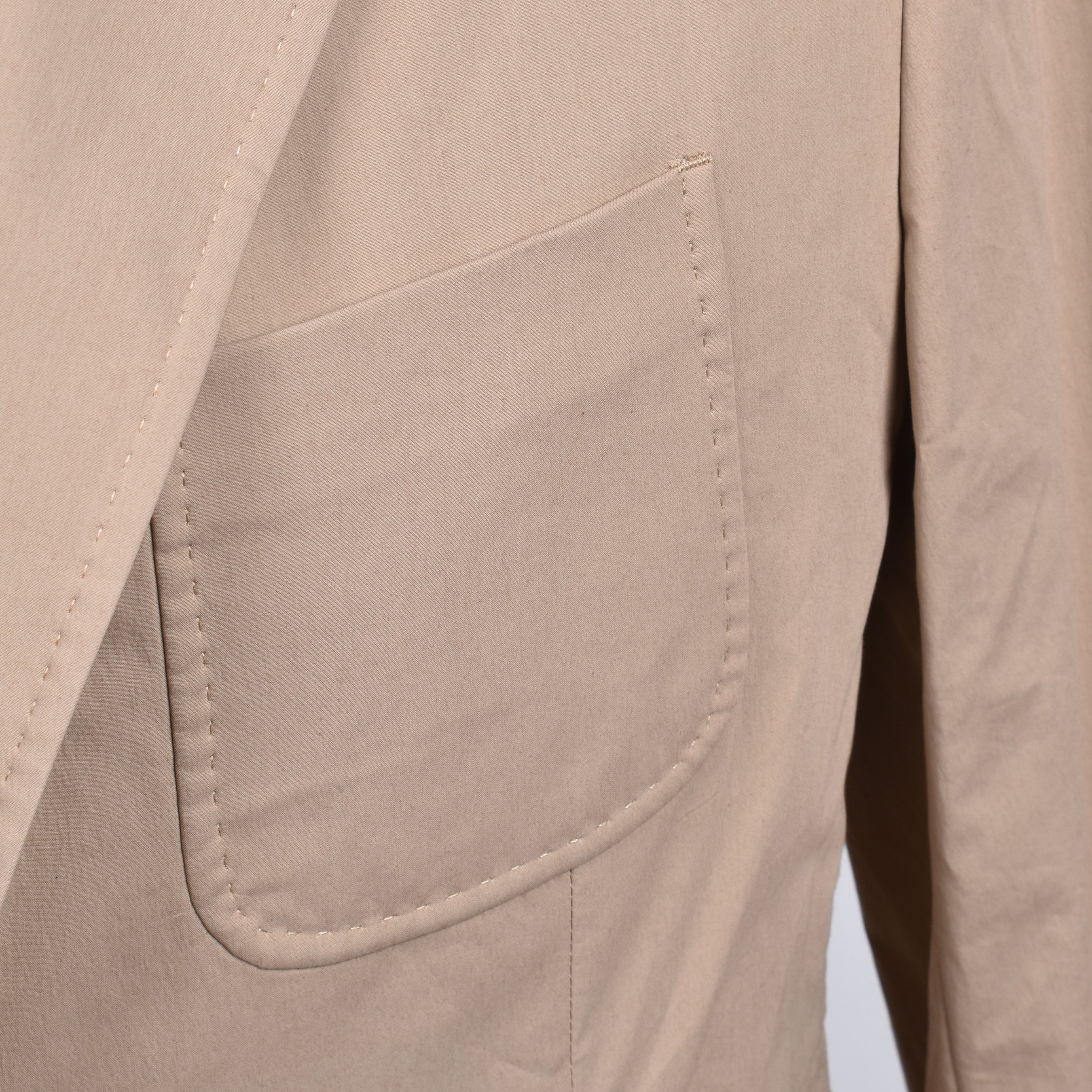 PESERICO MEN'S BEIGE THREE-BUTTON COTTON BLAZER - Image 3
