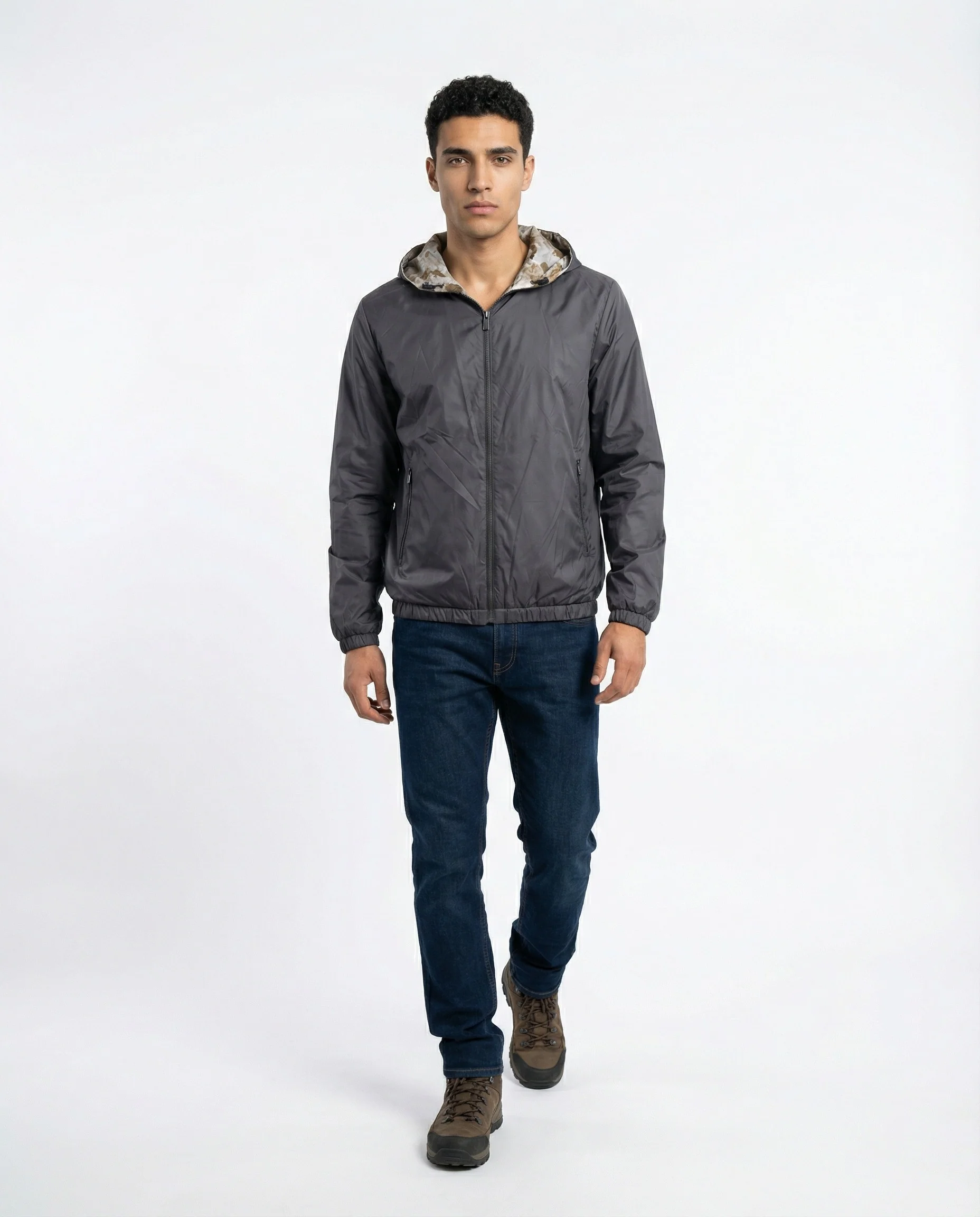 PESERICO MEN'S CAMO REVERSIBLE ZIP-UP HOODIE JACKET - Image 3