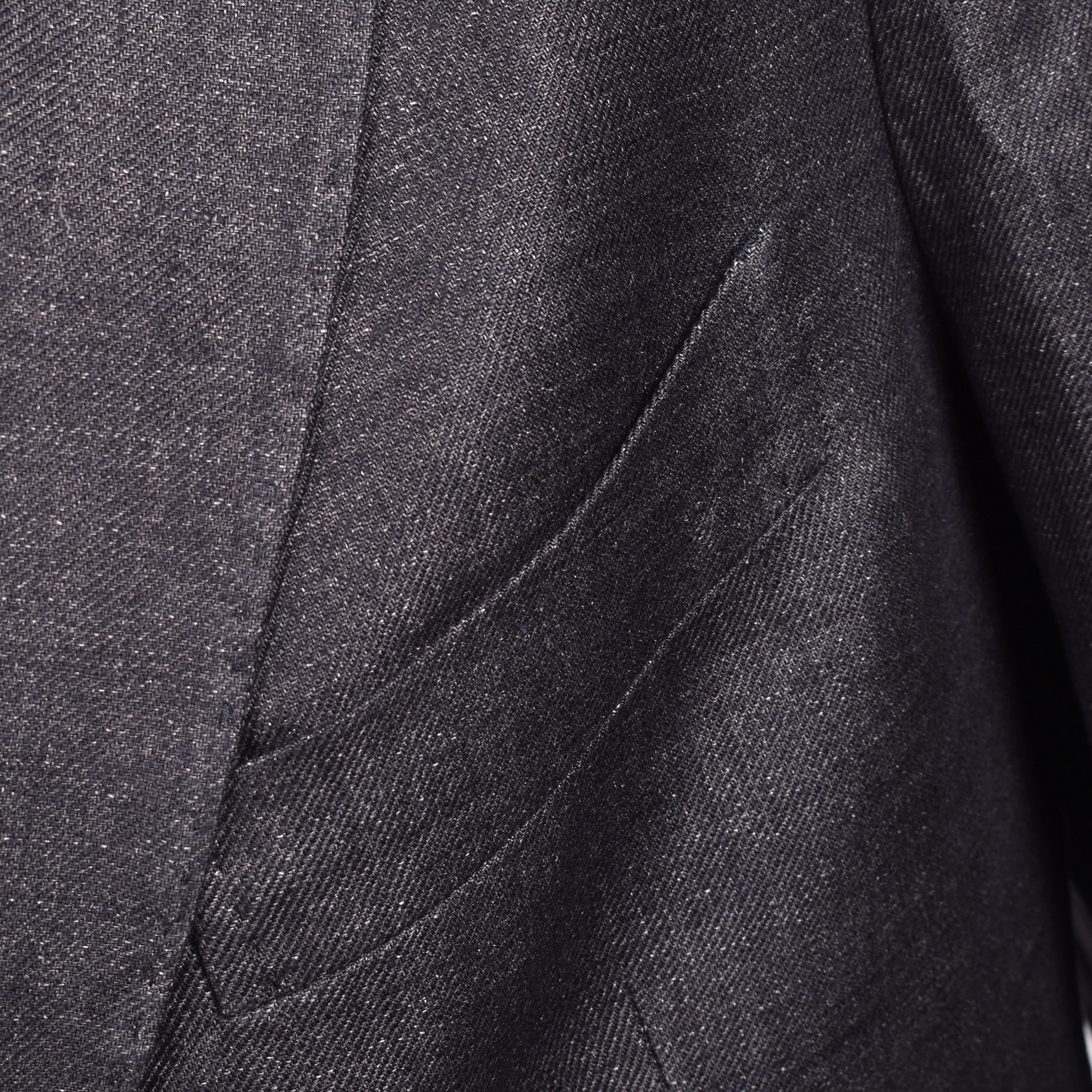 PESERICO MEN'S DARK NAVY LINEN THREE-BUTTON BLAZER - Image 3