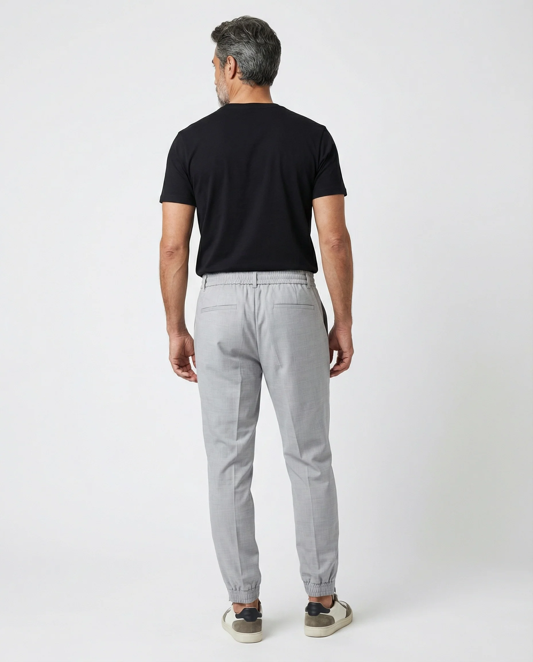 PESERICO MEN'S GRAY LINEN JOGGER TROUSERS - Image 2