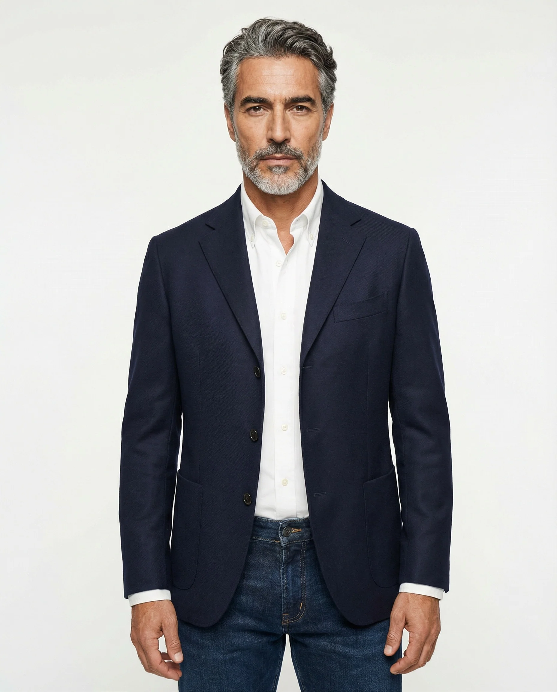 PESERICO MEN'S NAVY LINEN THREE-BUTTON BLAZER
