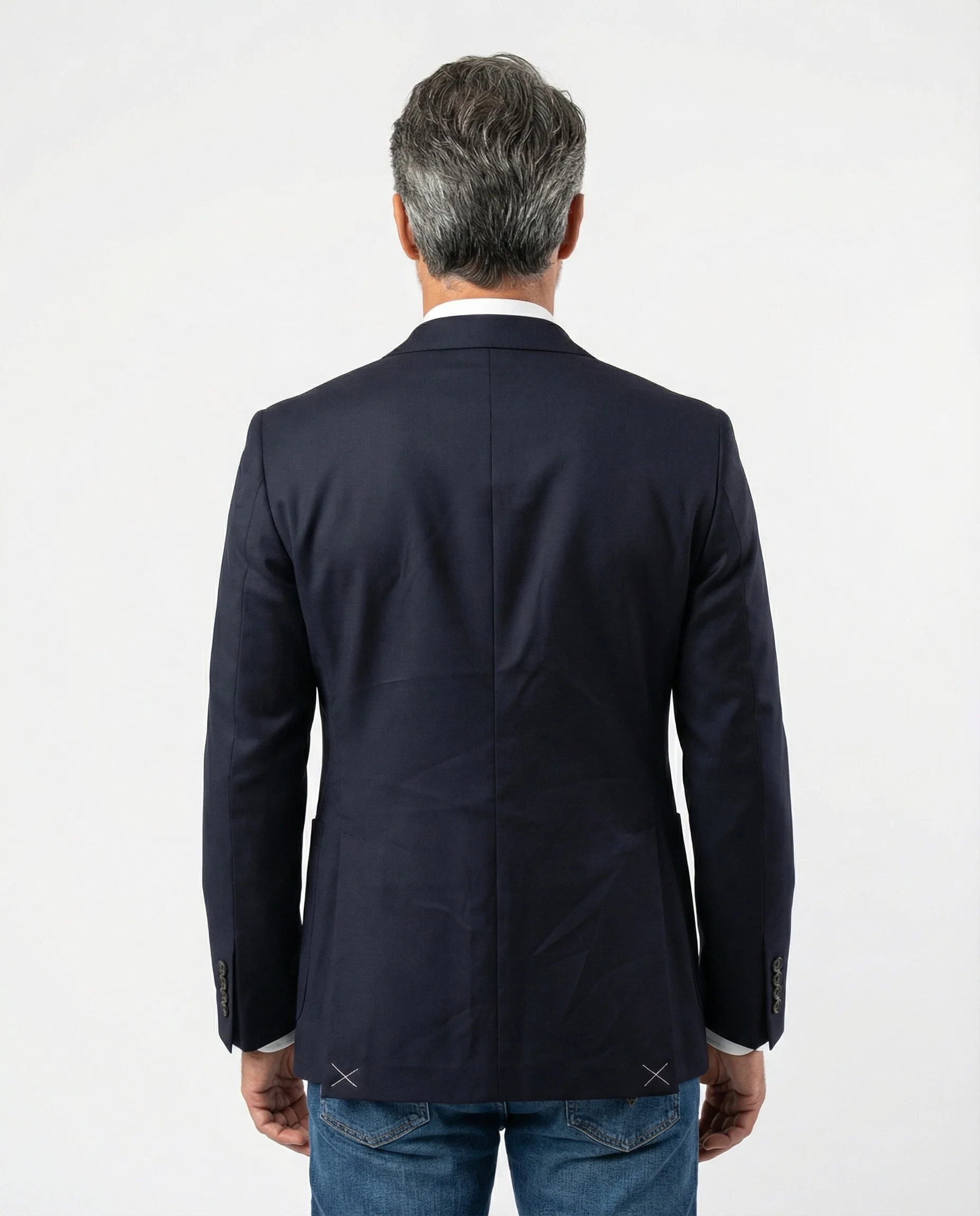 PESERICO MEN'S NAVY LINEN THREE-BUTTON BLAZER - Image 2