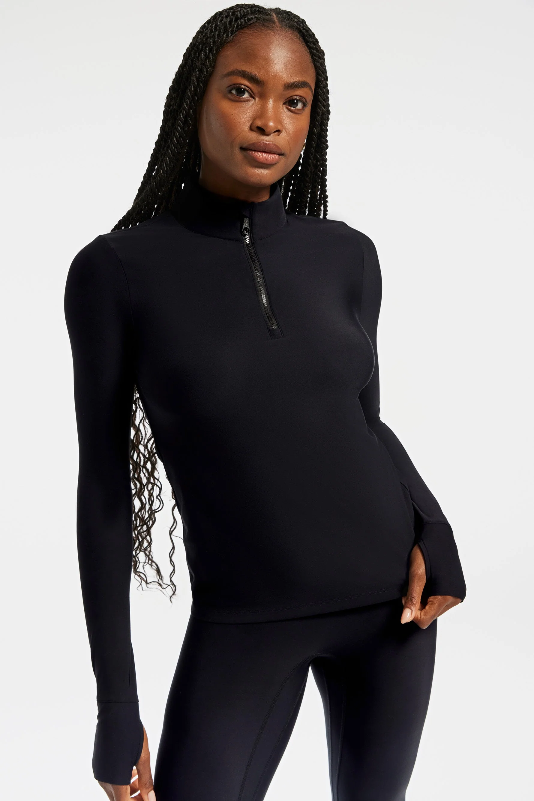 BANDIER Pro Fleece 1/4 Zip Long Sleeve Top - Black BND10190