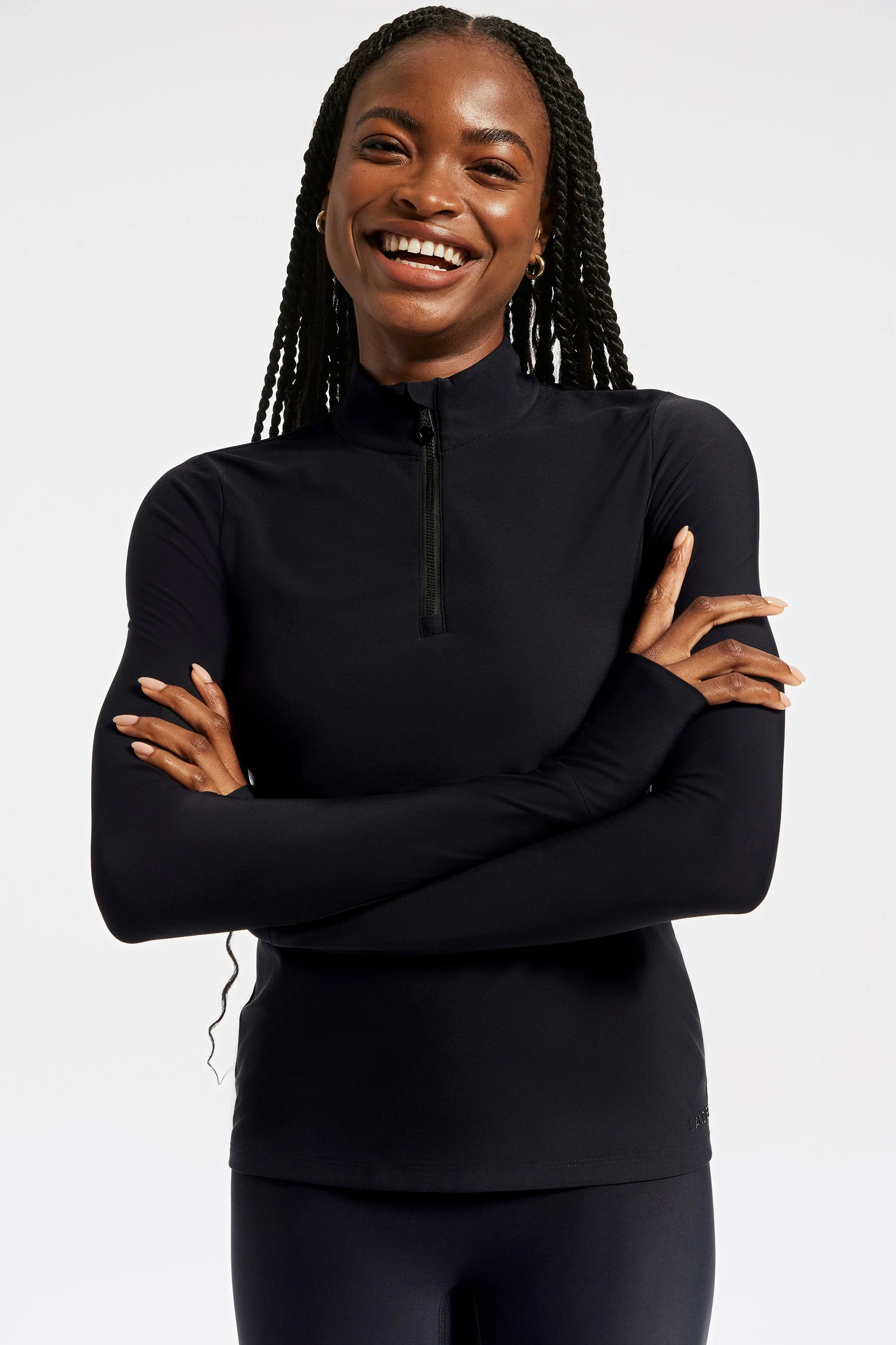 BANDIER Pro Fleece 1/4 Zip Long Sleeve Top - Black BND10190 - Image 2