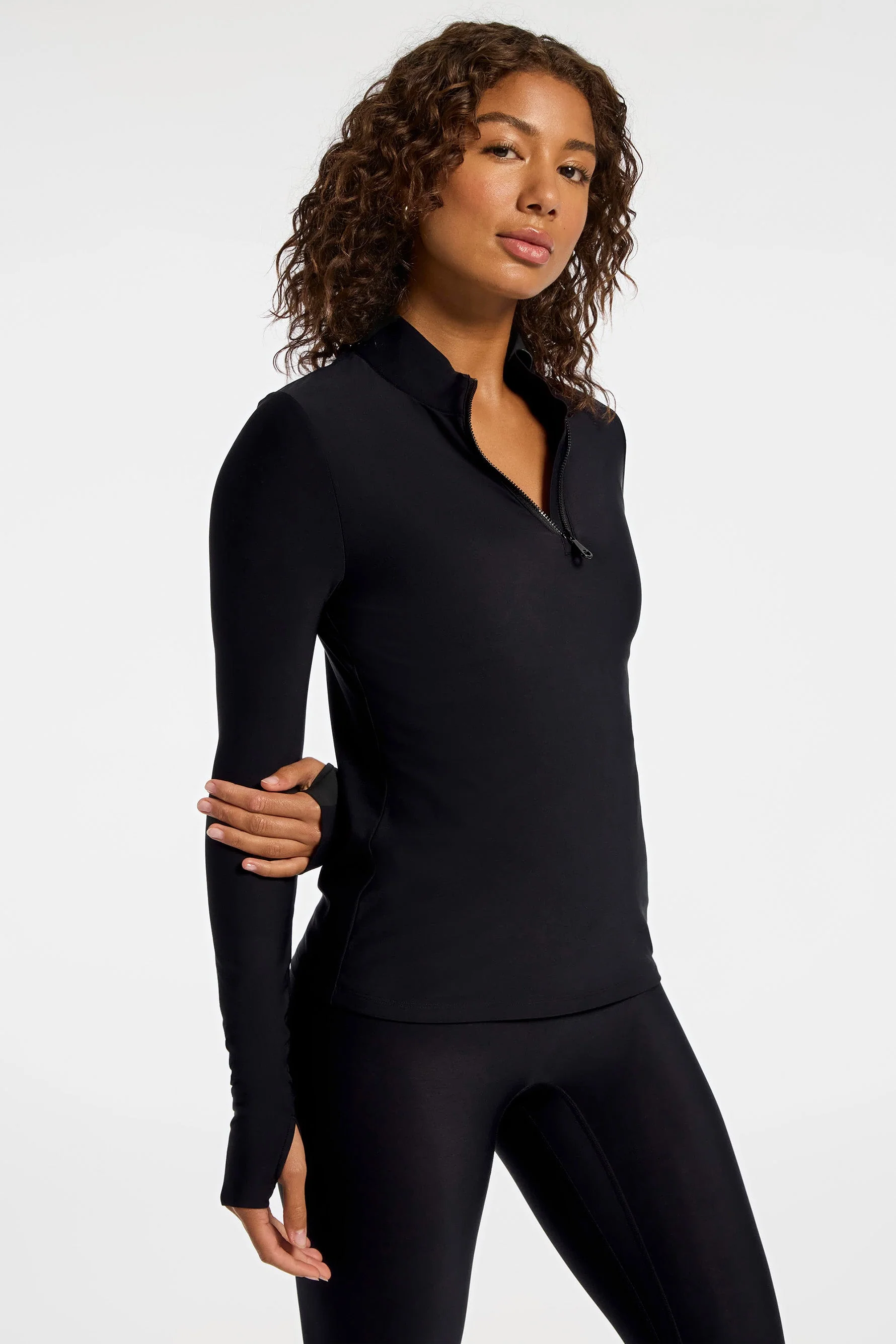 BANDIER Pro Fleece 1/4 Zip Long Sleeve Top - Black BND10190 - Image 3