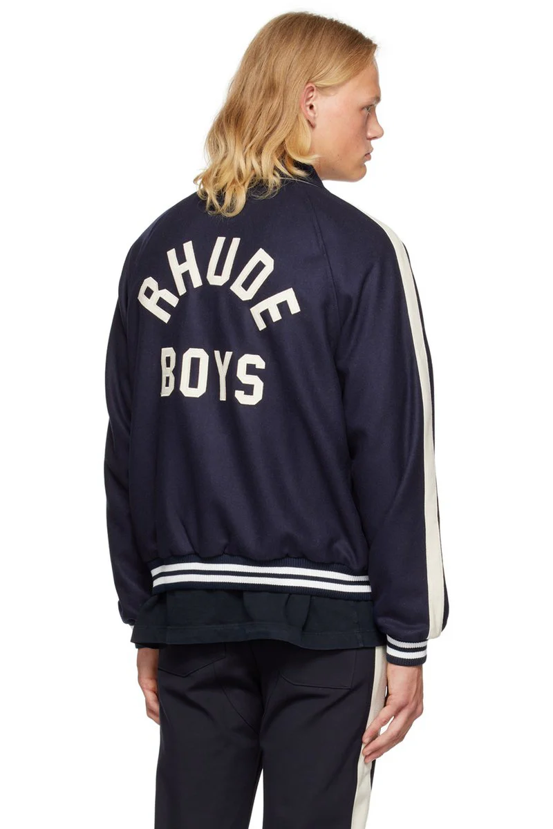 RHUDE Boys Signature Bomber - Navy - Image 4
